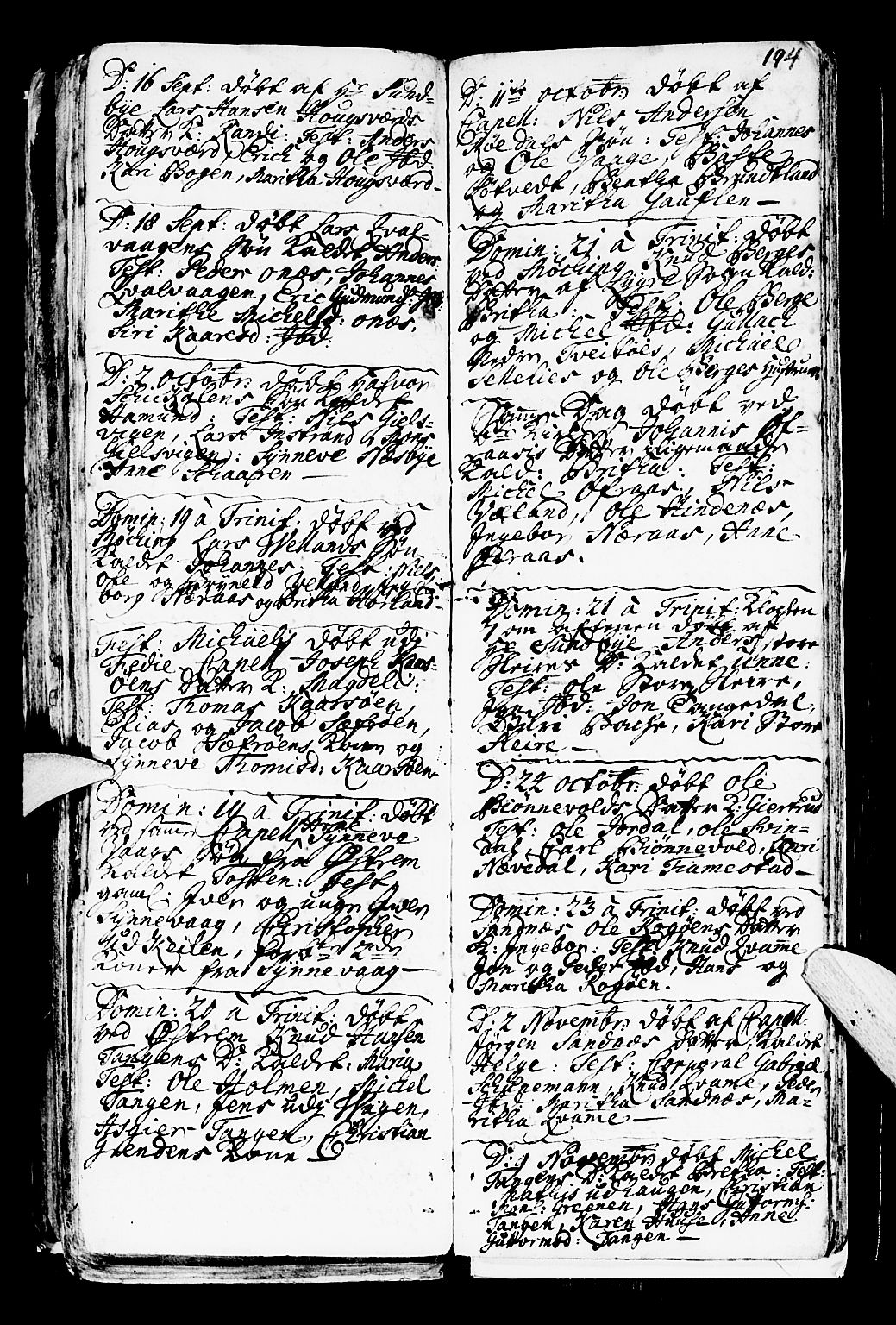 Lindås Sokneprestembete, AV/SAB-A-76701/H/Haa/Haaa/L0001: Parish register (official) no. A 1, 1699-1746, p. 194