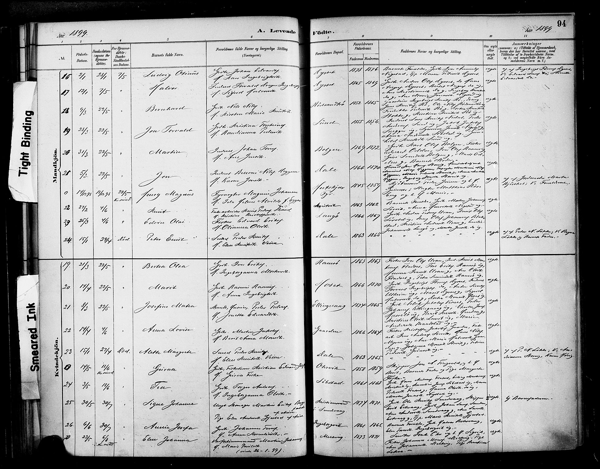 Ministerialprotokoller, klokkerbøker og fødselsregistre - Møre og Romsdal, AV/SAT-A-1454/569/L0819: Parish register (official) no. 569A05, 1885-1899, p. 94