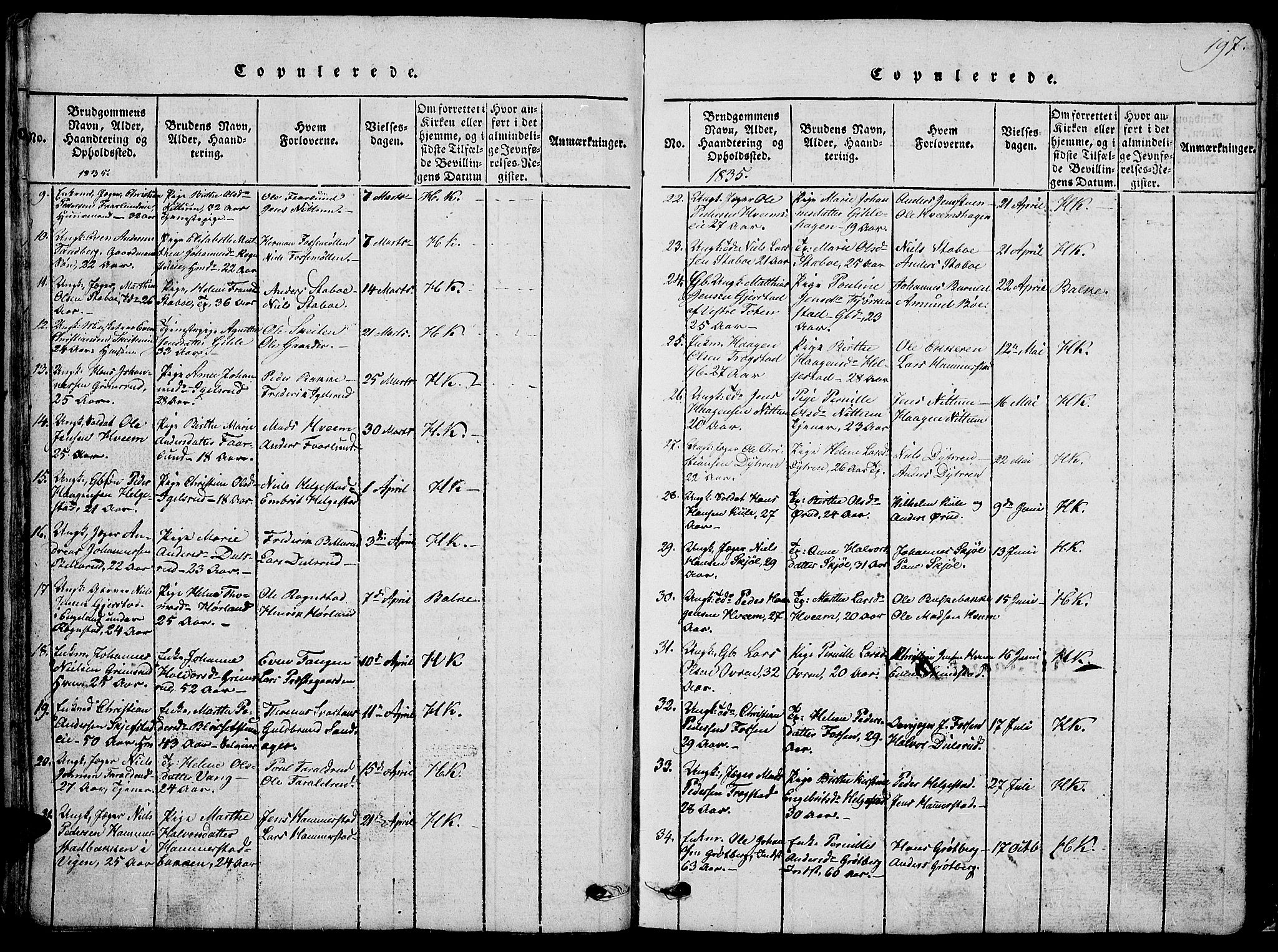 Østre Toten prestekontor, SAH/PREST-104/H/Ha/Hab/L0001: Parish register (copy) no. 1, 1827-1839, p. 197