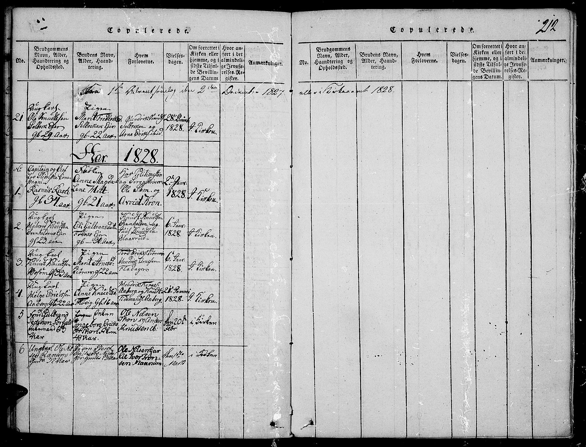 Nord-Aurdal prestekontor, SAH/PREST-132/H/Ha/Haa/L0002: Parish register (official) no. 2, 1816-1828, p. 212