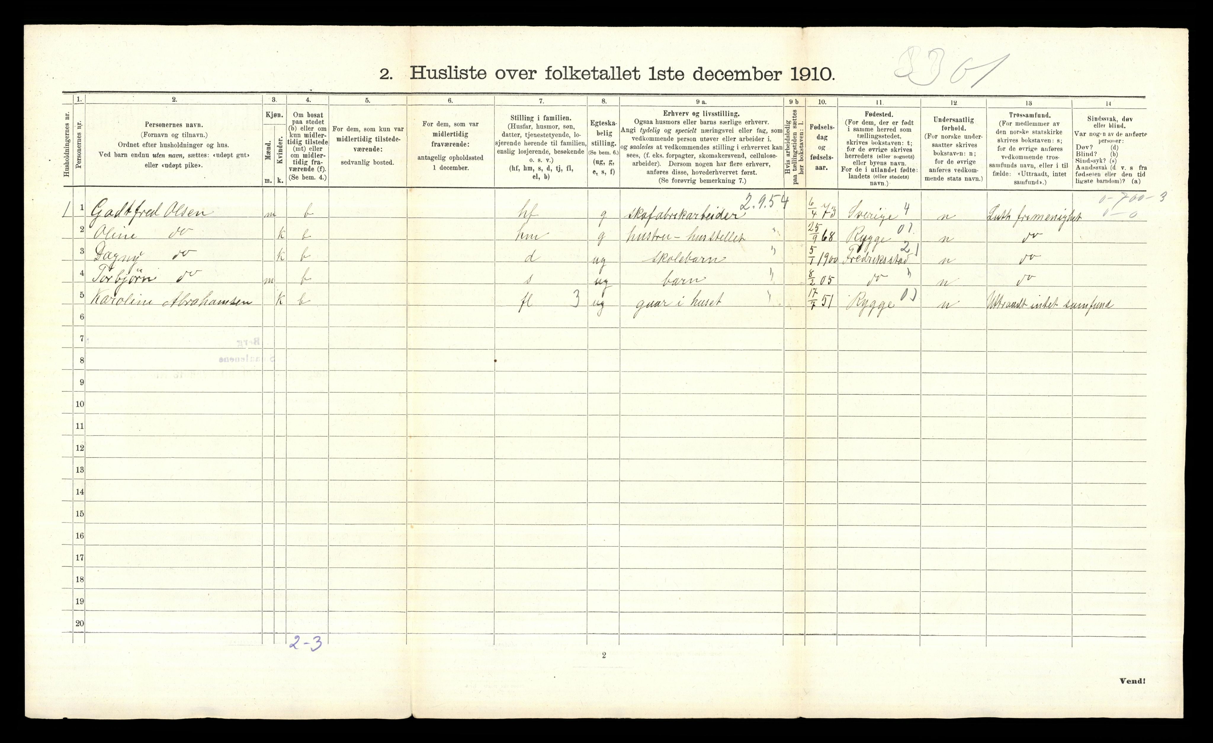 RA, 1910 census for Berg, 1910, p. 1330