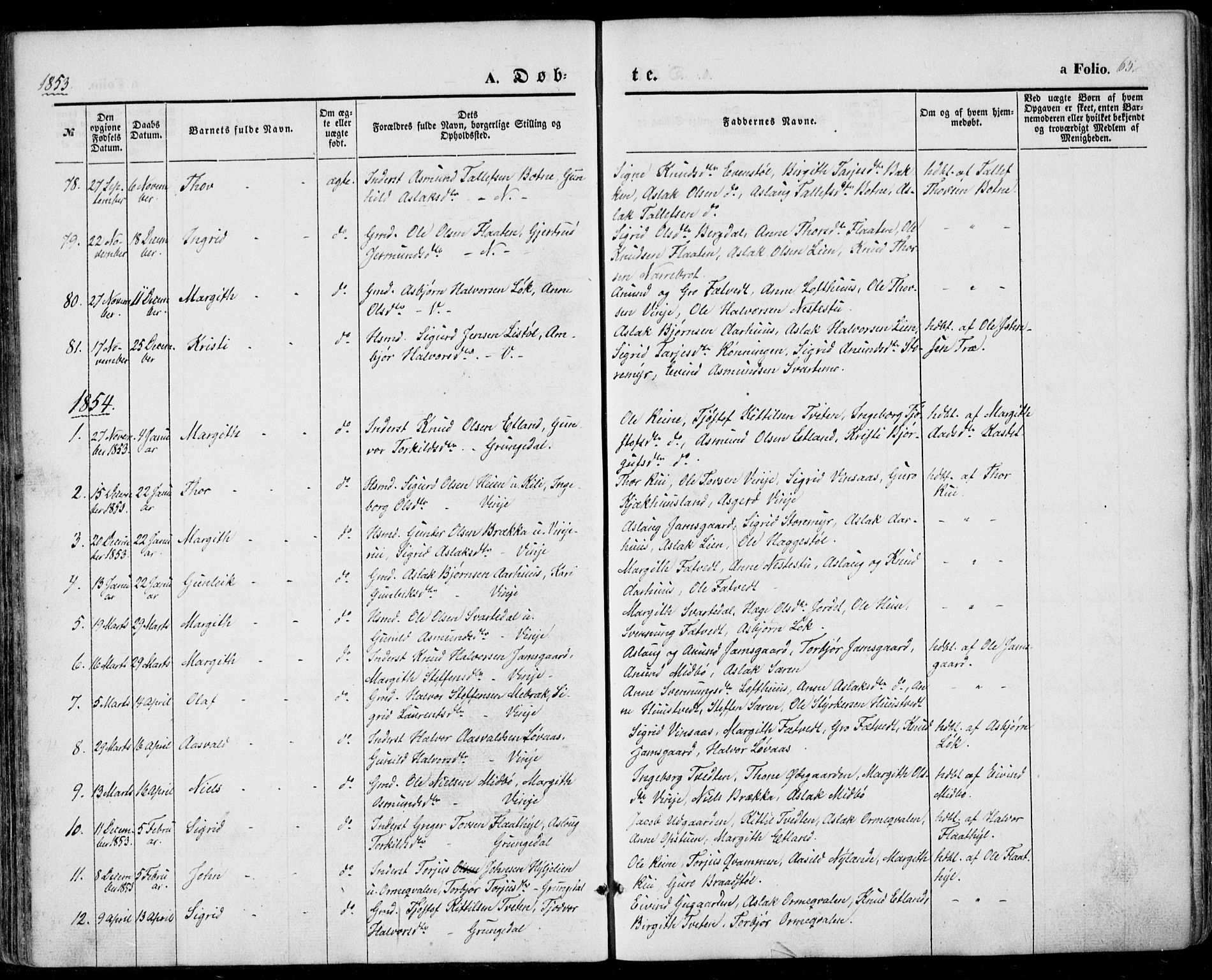 Vinje kirkebøker, SAKO/A-312/F/Fa/L0004: Parish register (official) no. I 4, 1843-1869, p. 65