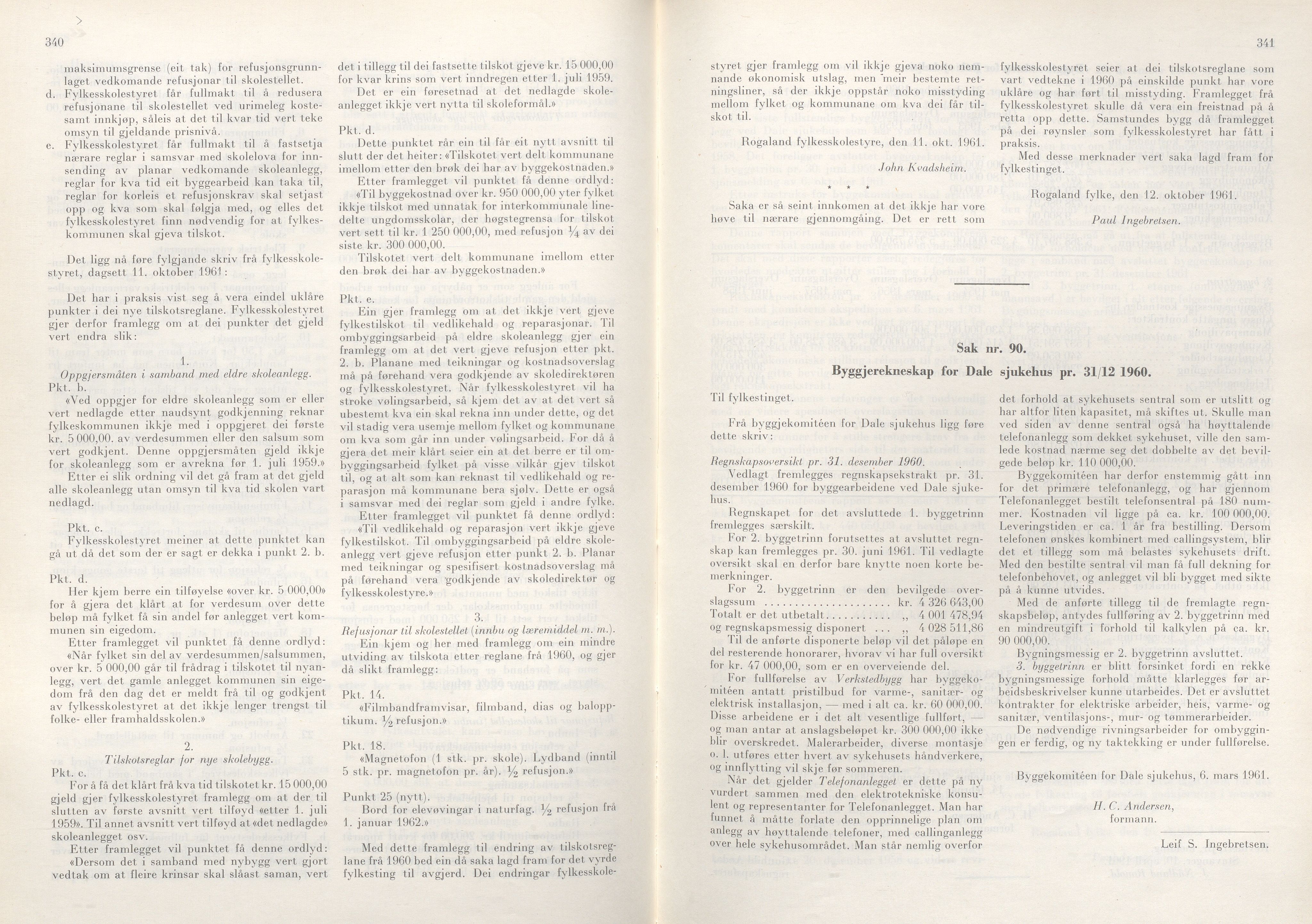 Rogaland fylkeskommune - Fylkesrådmannen , IKAR/A-900/A/Aa/Aaa/L0081: Møtebok , 1961, p. 340-341