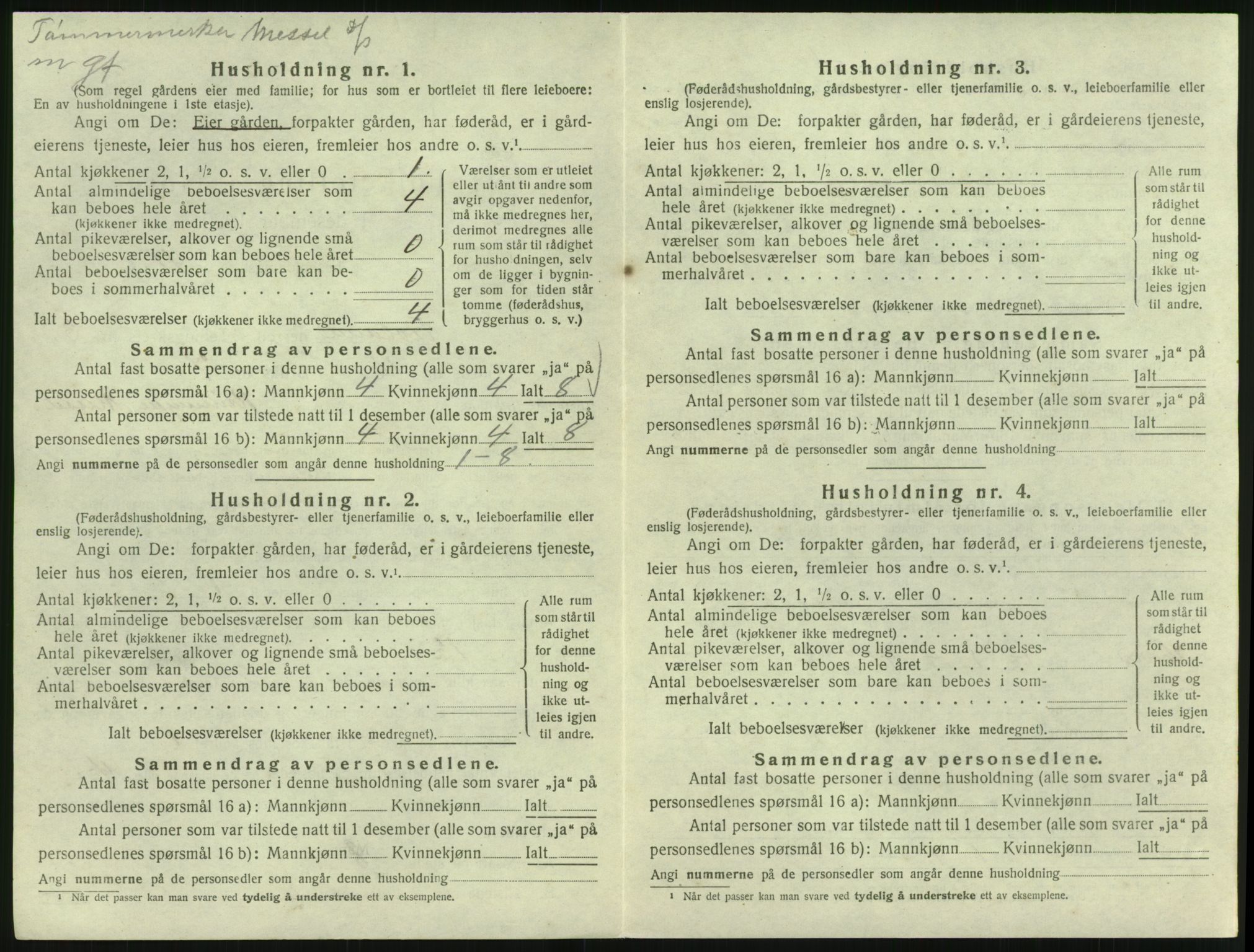 SAK, 1920 census for Froland, 1920, p. 420