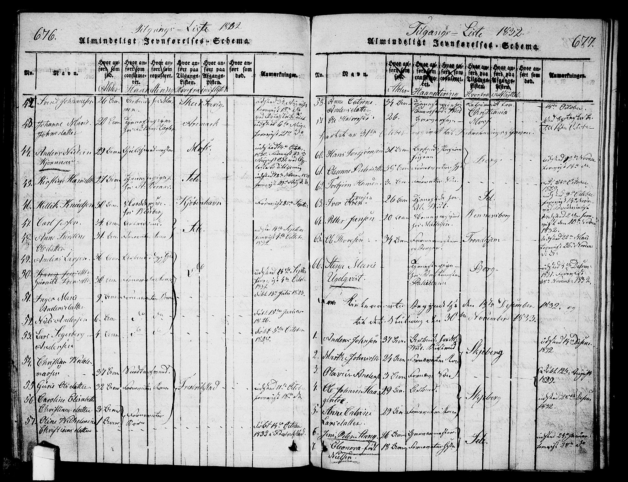 Halden prestekontor Kirkebøker, SAO/A-10909/G/Ga/L0001: Parish register (copy) no. 1, 1815-1833, p. 676-677