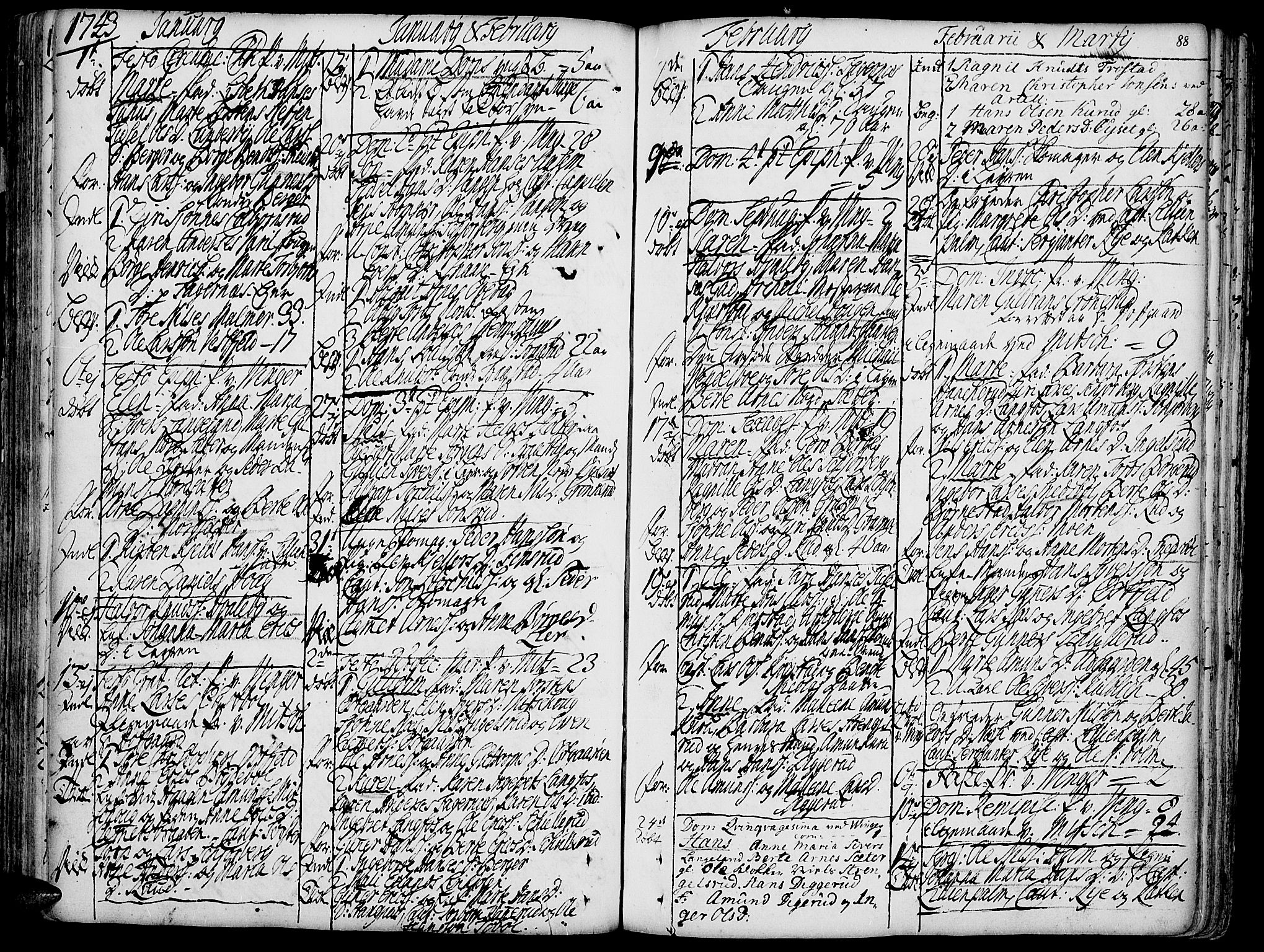 Vinger prestekontor, SAH/PREST-024/H/Ha/Haa/L0002: Parish register (official) no. 2, 1730-1751, p. 88