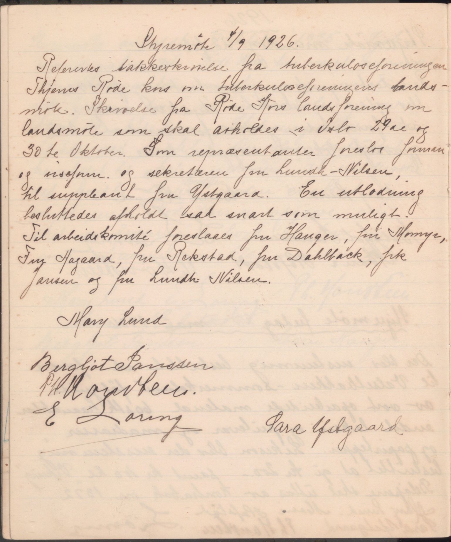 Trondheim Røde Kors, TRKO/PA-1204/A/Ab/L0001: Forhandlingsprotokoll for styret Strinda Røde Kors, 1914-1925, p. 40