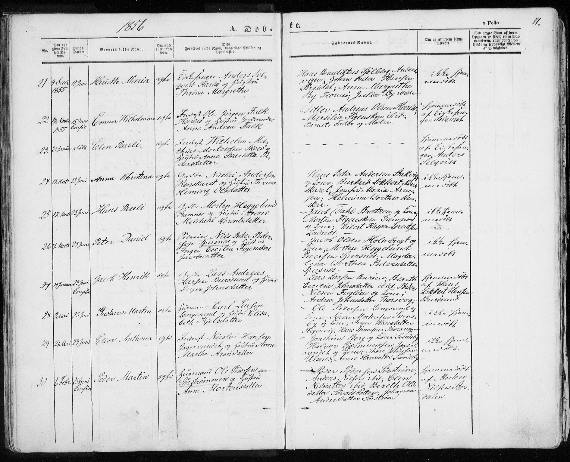 Karlsøy sokneprestembete, SATØ/S-1299/H/Ha/Haa/L0003kirke: Parish register (official) no. 3, 1843-1860, p. 71