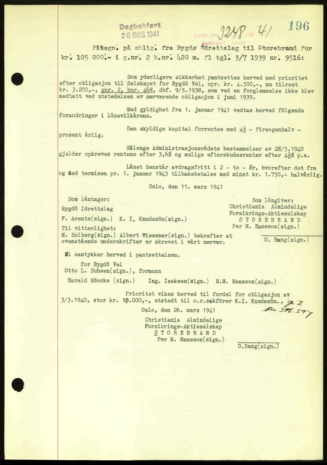 Aker herredsskriveri, SAO/A-10896/G/Gb/Gba/Gbac/L0022: Mortgage book no. B180-181, 1941-1941, Diary no: : 3248/1941