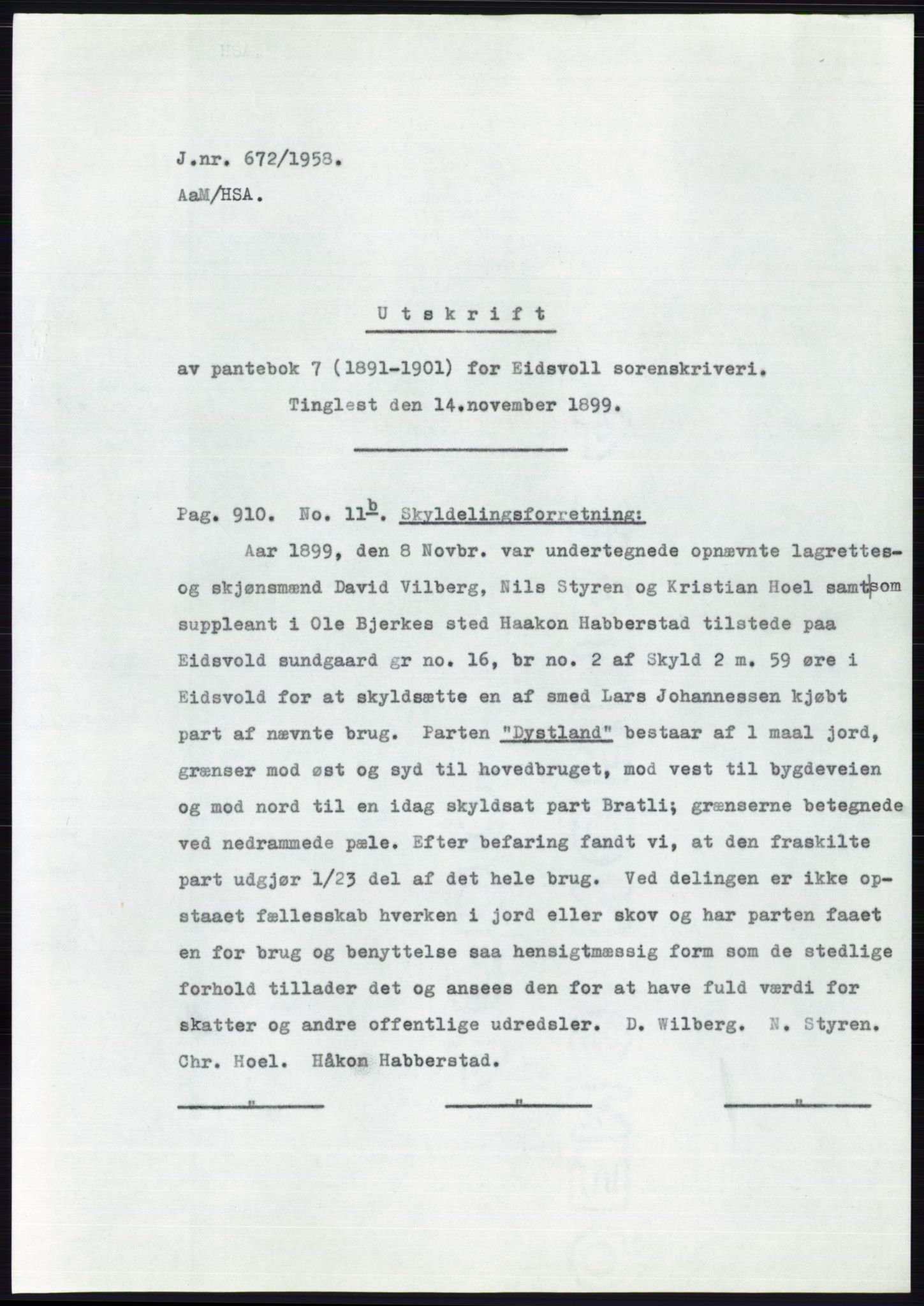 Statsarkivet i Oslo, AV/SAO-A-10621/Z/Zd/L0008: Avskrifter, j.nr 14-1096/1958, 1958, p. 268