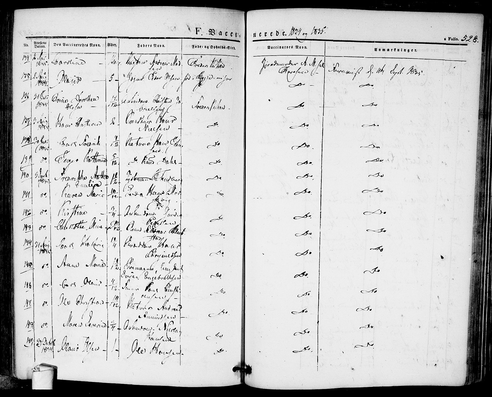 Halden prestekontor Kirkebøker, SAO/A-10909/F/Fa/L0005: Parish register (official) no. I 5, 1834-1845, p. 528