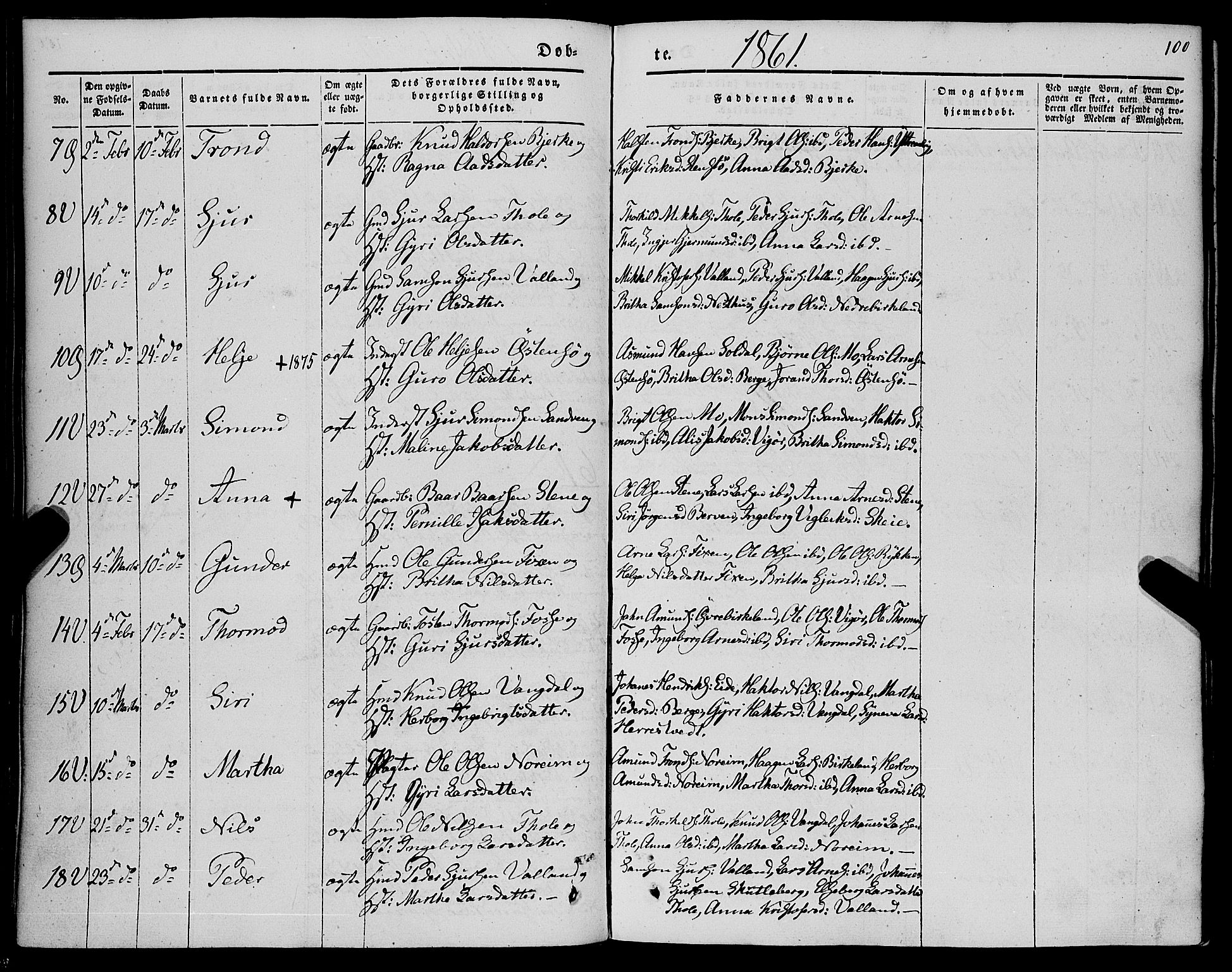 Kvam sokneprestembete, AV/SAB-A-76201/H/Haa: Parish register (official) no. A 8, 1844-1863, p. 100