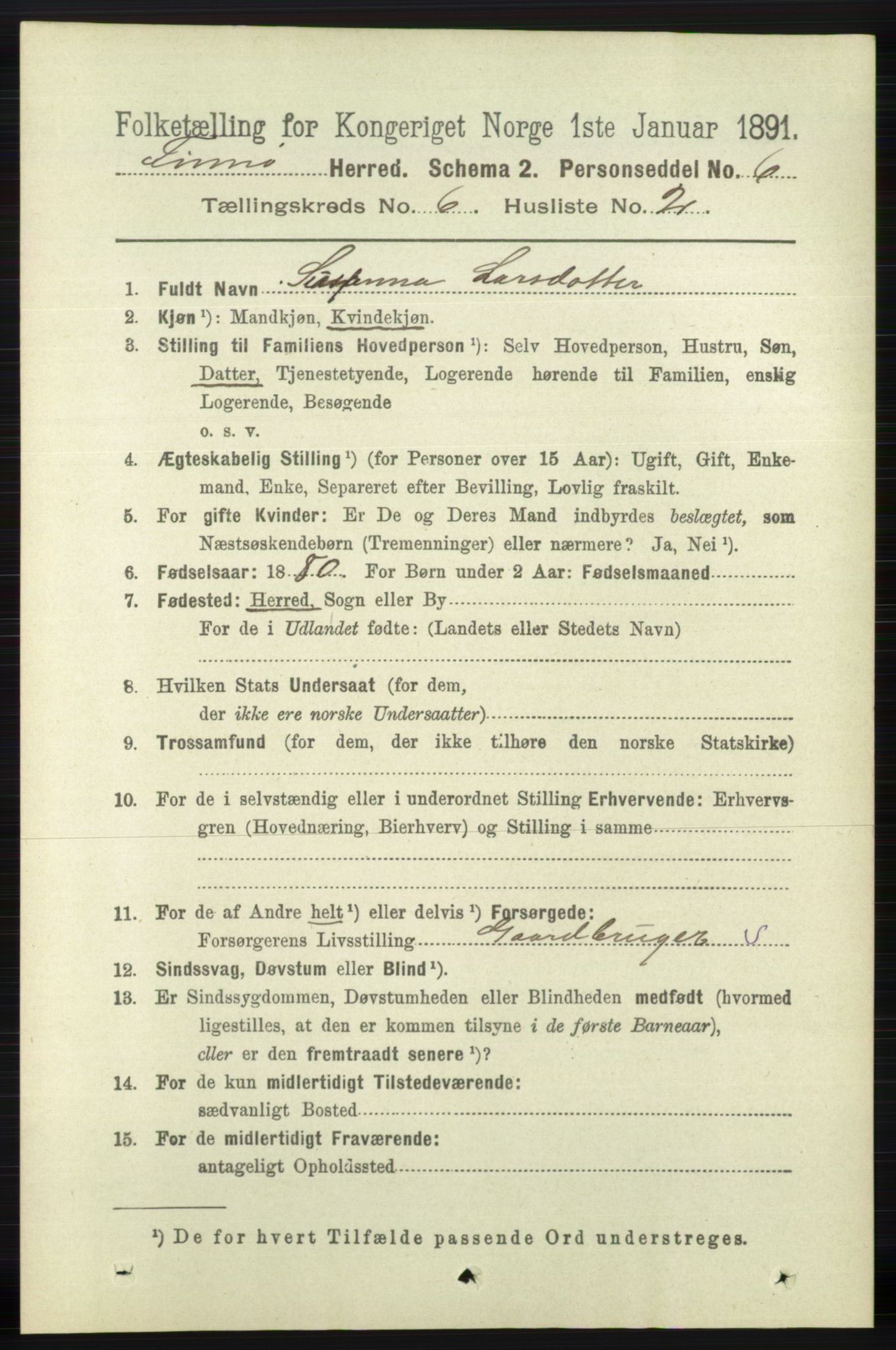 RA, 1891 census for 1141 Finnøy, 1891, p. 1293