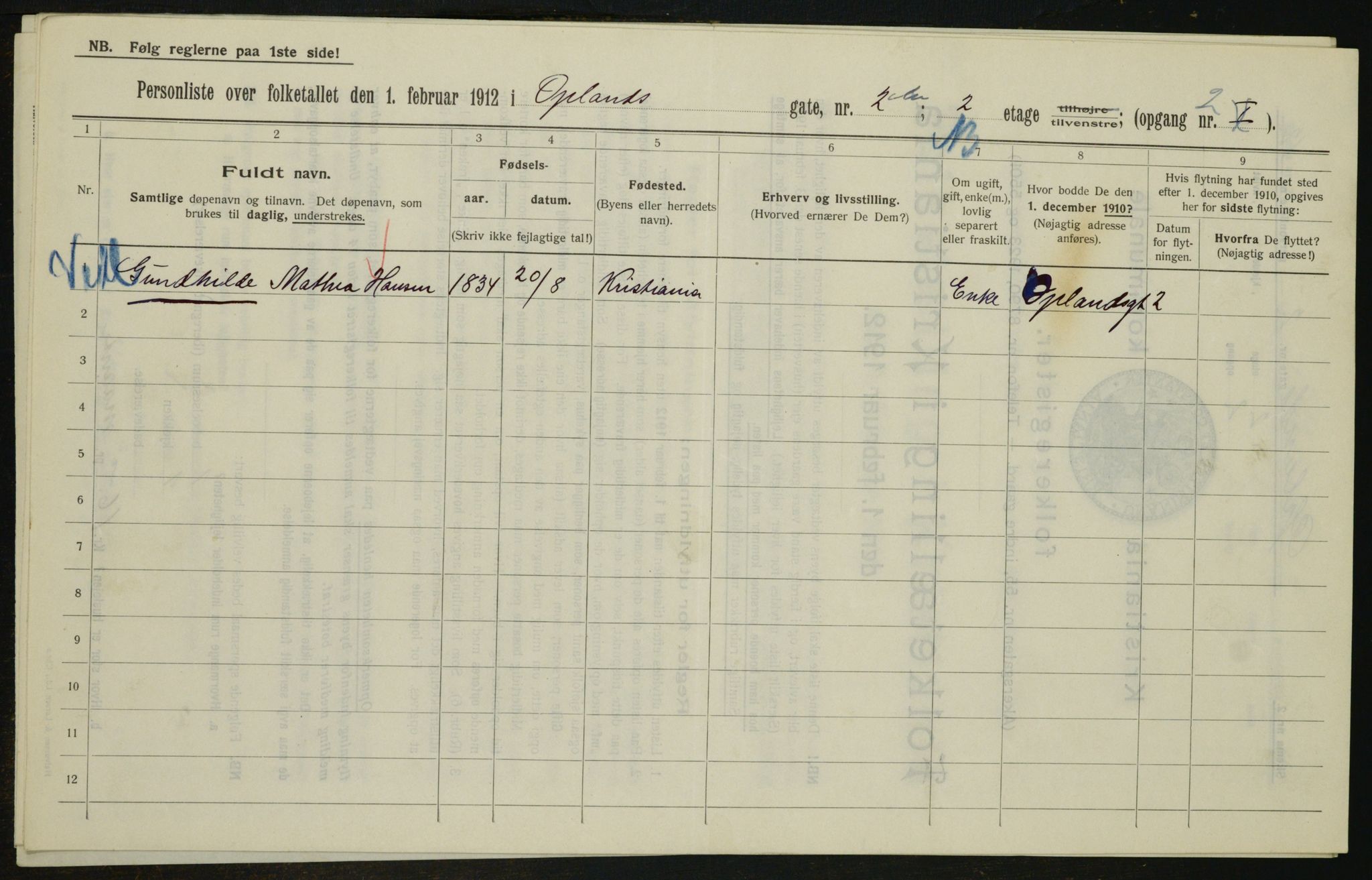 OBA, Municipal Census 1912 for Kristiania, 1912, p. 76337