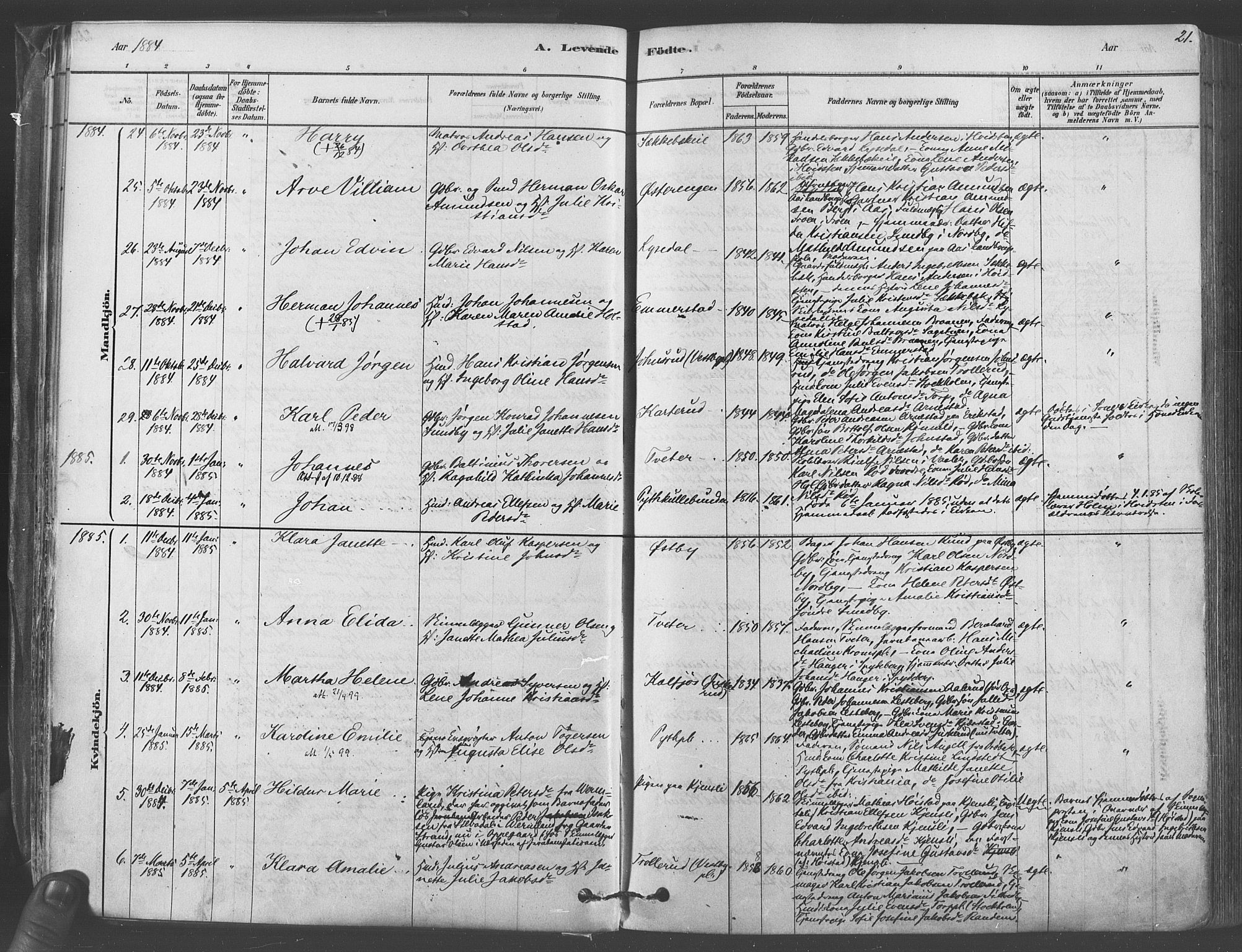 Vestby prestekontor Kirkebøker, AV/SAO-A-10893/F/Fa/L0009: Parish register (official) no. I 9, 1878-1900, p. 21