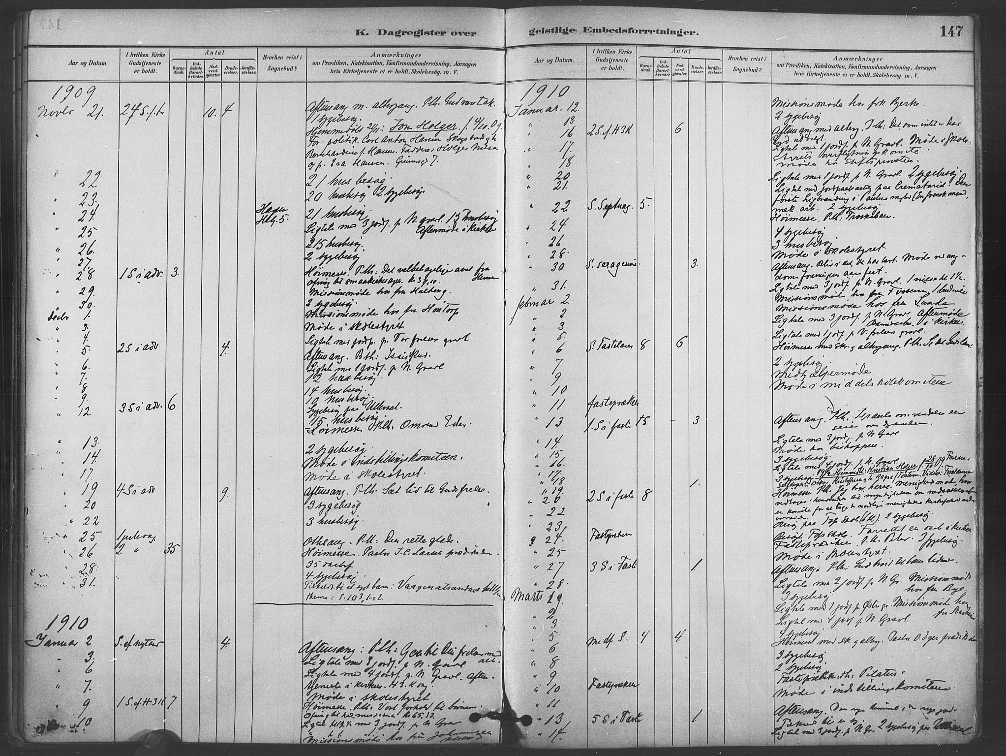 Paulus prestekontor Kirkebøker, AV/SAO-A-10871/I/Ib/L0001: Diary records no. II 1, 1882-1910, p. 147