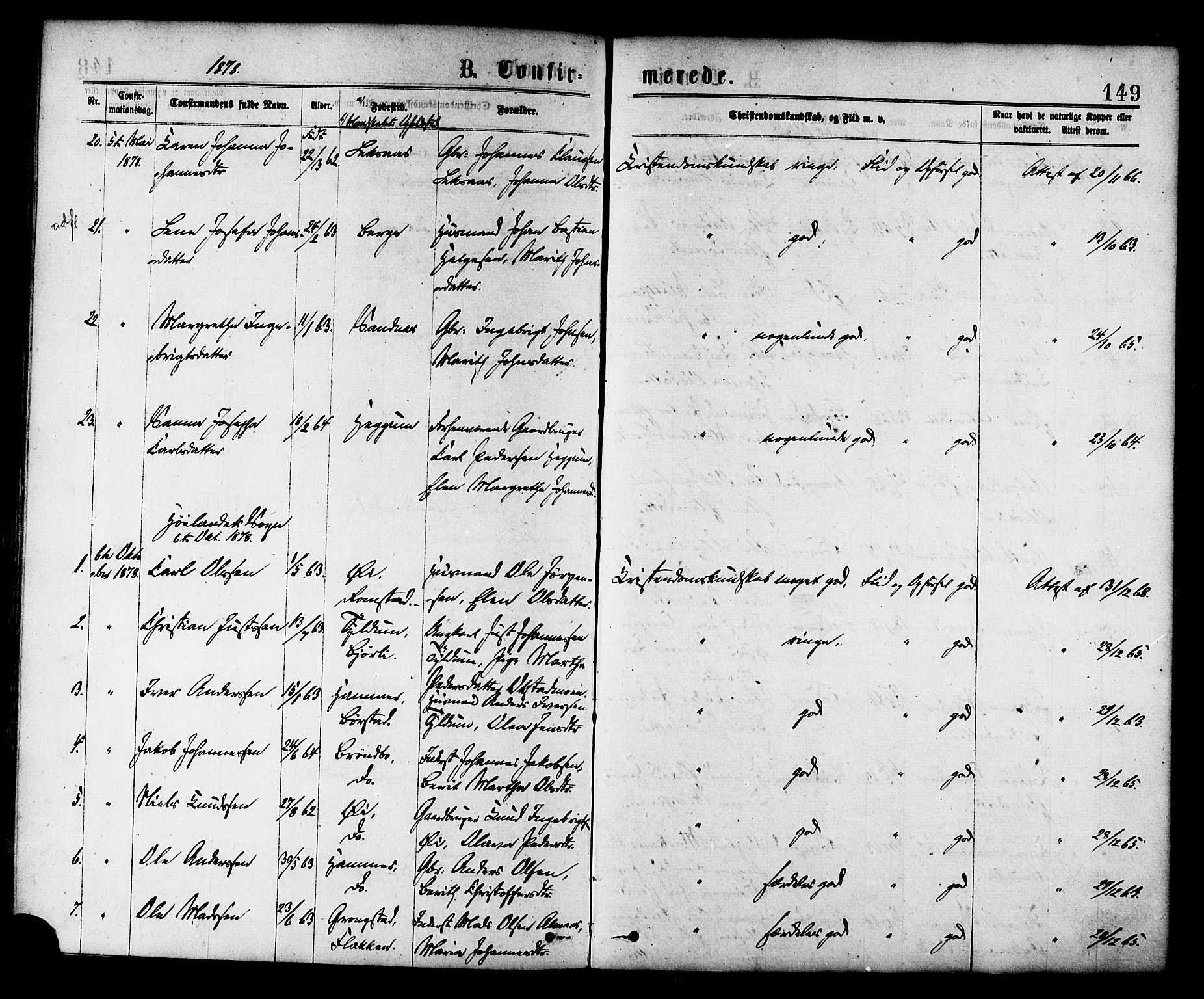 Ministerialprotokoller, klokkerbøker og fødselsregistre - Nord-Trøndelag, AV/SAT-A-1458/758/L0516: Parish register (official) no. 758A03 /1, 1869-1879, p. 149