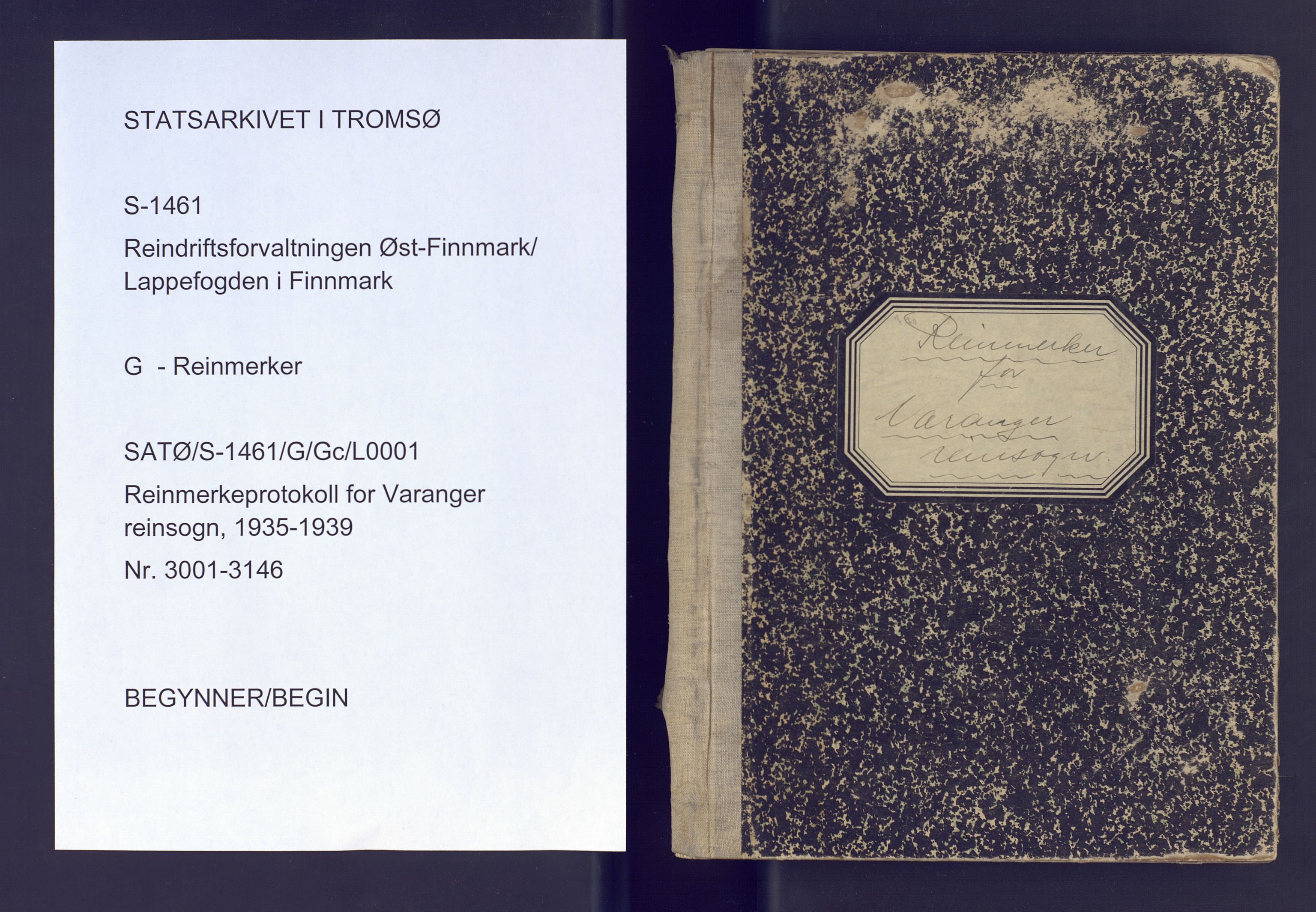 Lappefogden i Finnmark/Reindriftsforvaltningen Øst-Finnmark, AV/SATØ-S-1461/G/Gd/L0002/0004: Reinmerkeregisterprotokoller / Reinmerker for Varanger reinsogn				, 1936-1939