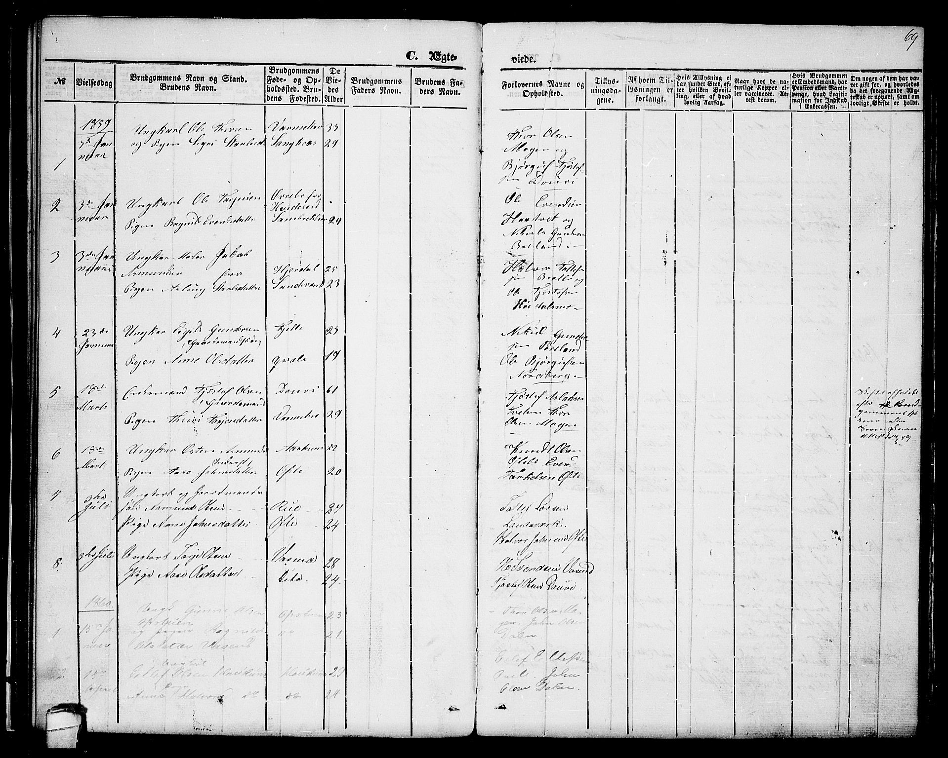 Lårdal kirkebøker, SAKO/A-284/G/Gc/L0002: Parish register (copy) no. III 2, 1852-1877, p. 69