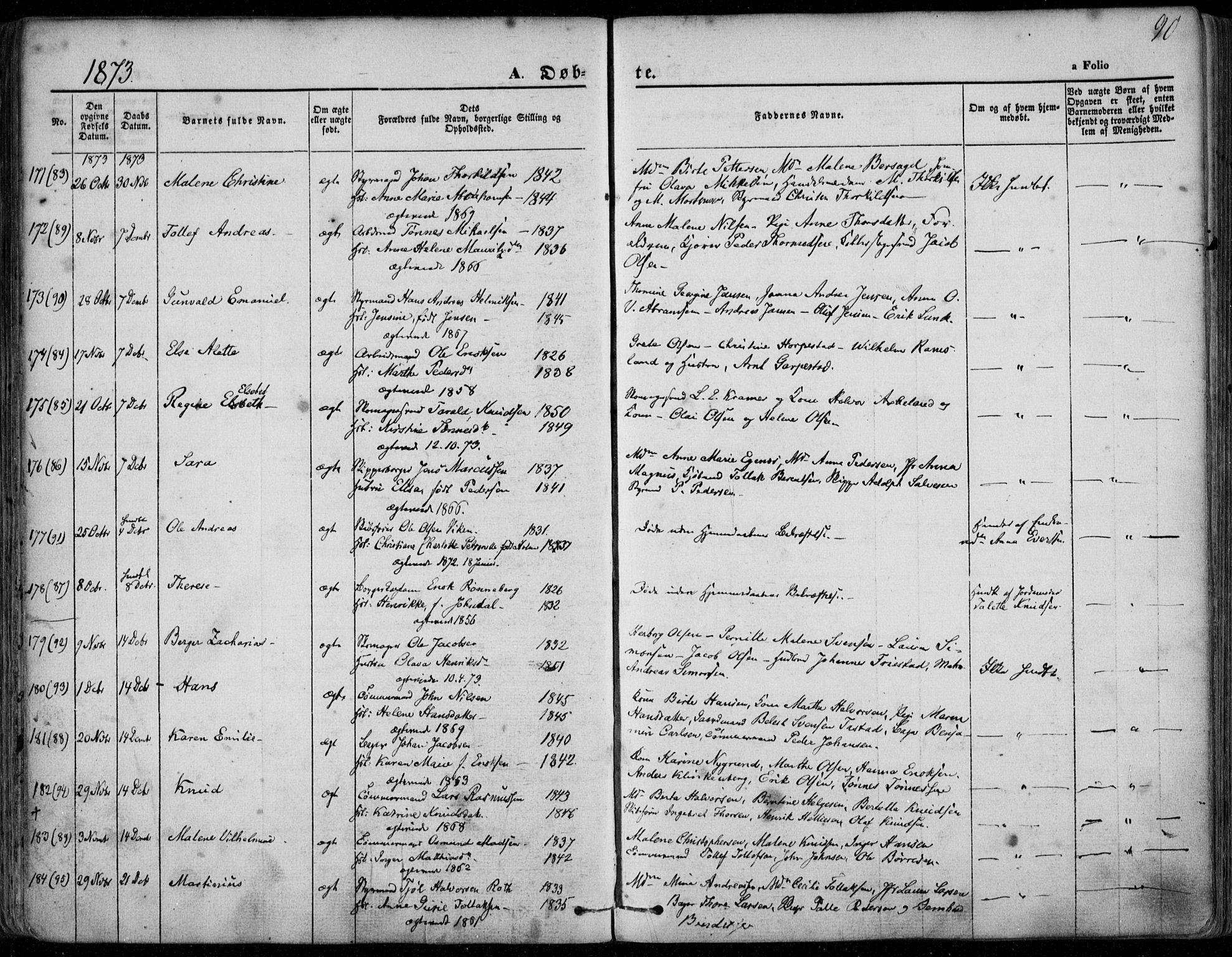 Domkirken sokneprestkontor, SAST/A-101812/001/30/30BA/L0022: Parish register (official) no. A 21, 1868-1877, p. 90