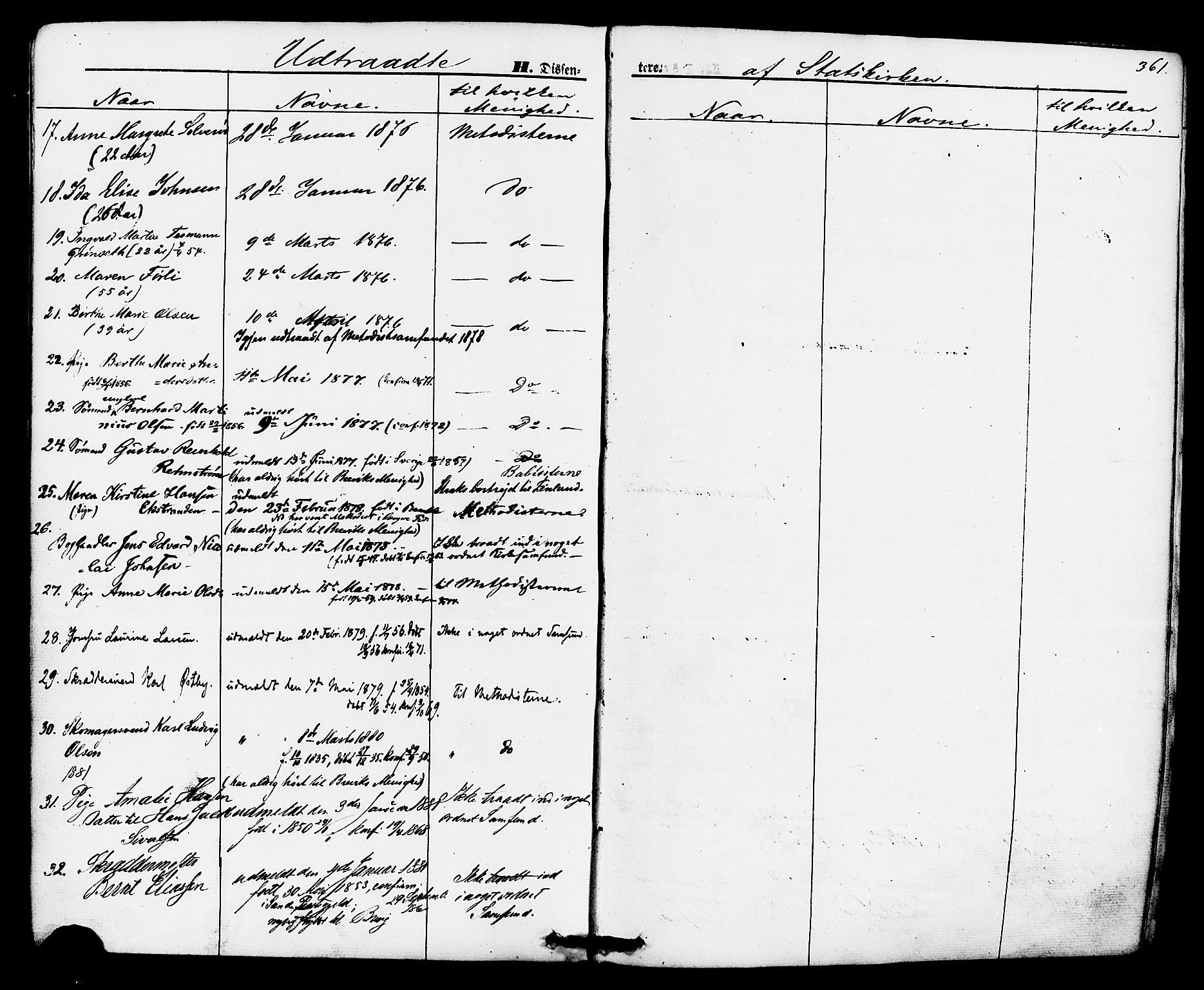 Brevik kirkebøker, SAKO/A-255/F/Fa/L0006: Parish register (official) no. 6, 1866-1881, p. 361