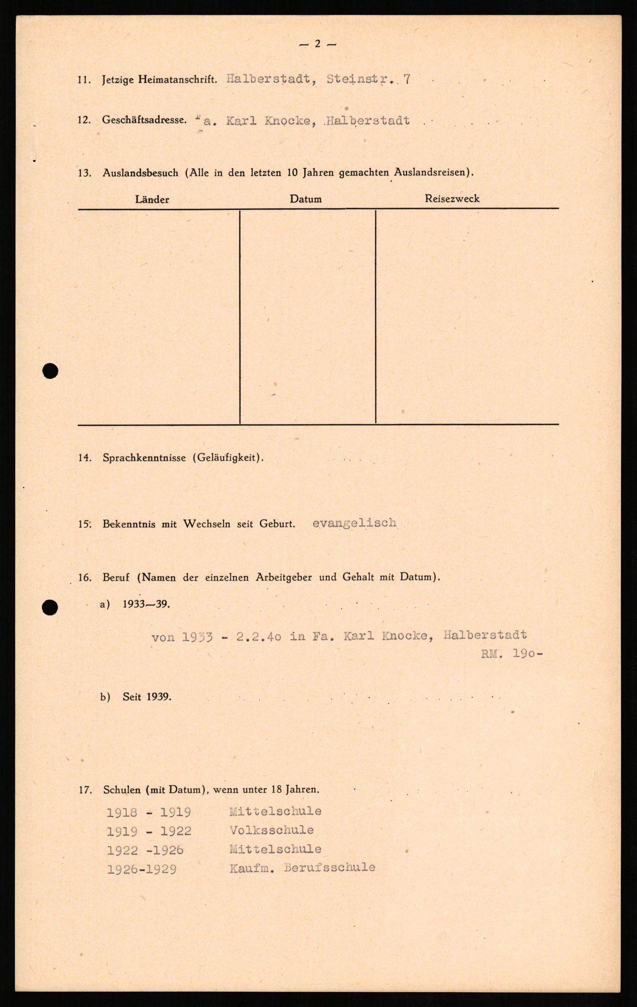 Forsvaret, Forsvarets overkommando II, AV/RA-RAFA-3915/D/Db/L0014: CI Questionaires. Tyske okkupasjonsstyrker i Norge. Tyskere., 1945-1946, p. 32