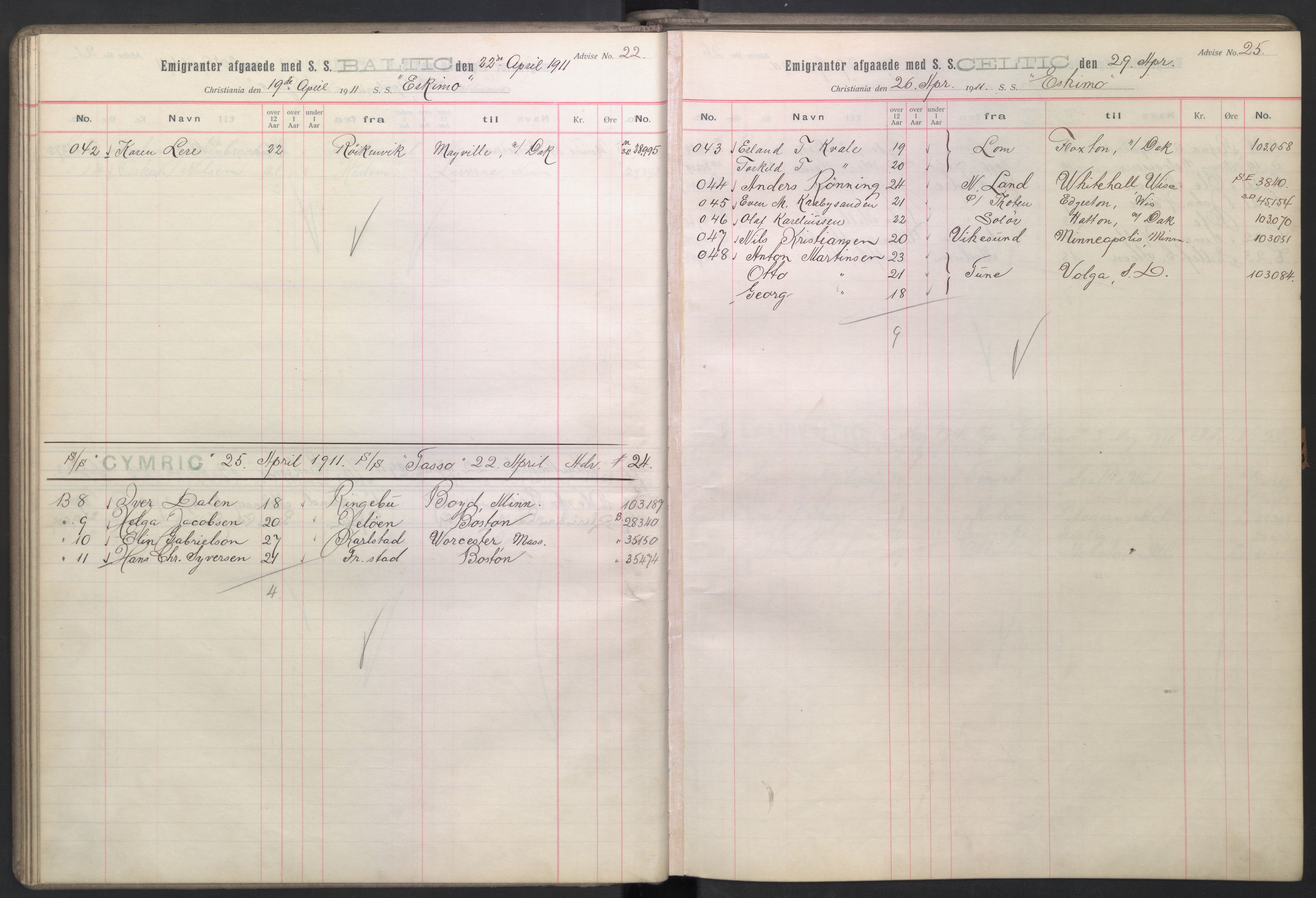 White Star-linjen, AV/SAO-PAO-0201/R/Rb/L0002: Forskudd, 1910-1922, p. 34