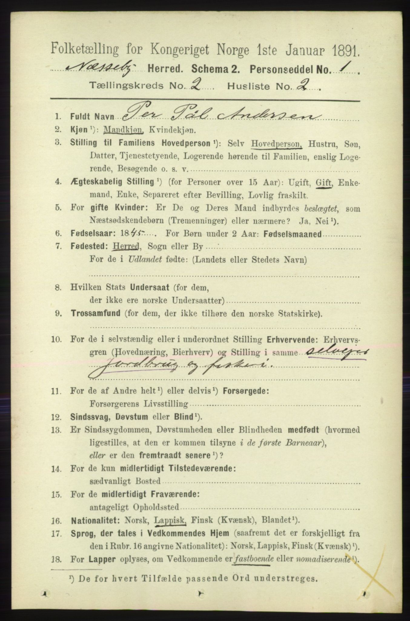 RA, 1891 census for 2027 Nesseby, 1891, p. 643