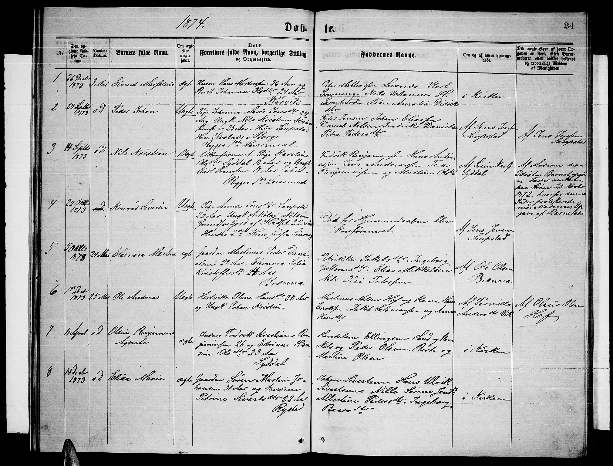 Ministerialprotokoller, klokkerbøker og fødselsregistre - Nordland, SAT/A-1459/876/L1103: Parish register (copy) no. 876C02, 1870-1886, p. 24