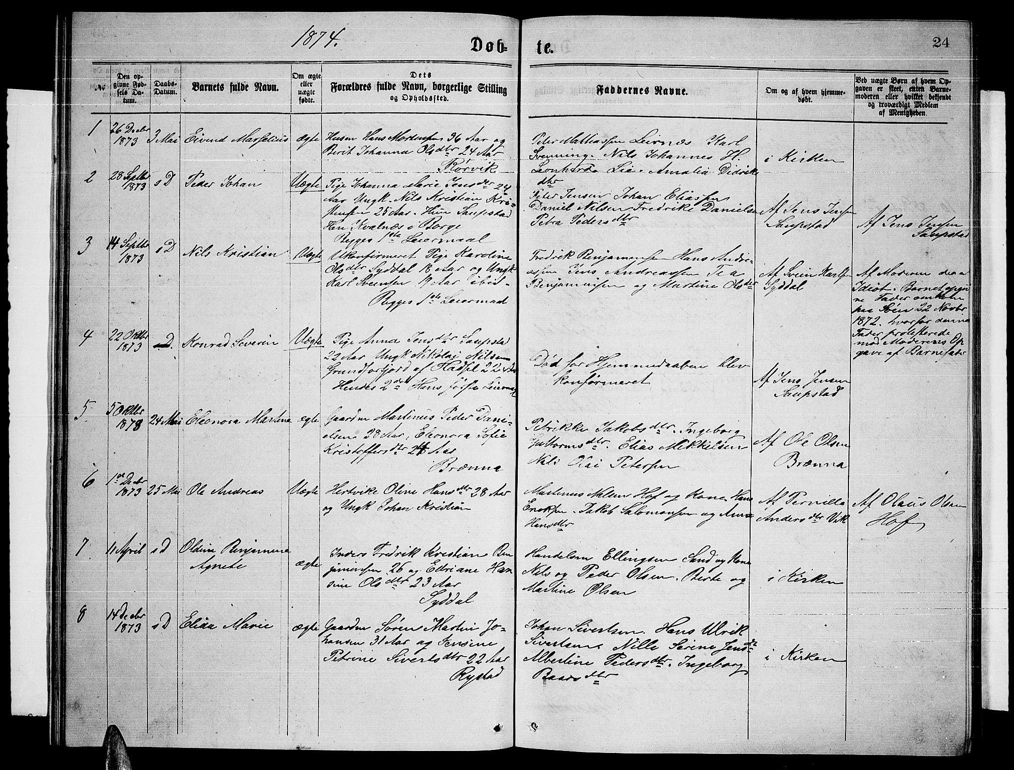 Ministerialprotokoller, klokkerbøker og fødselsregistre - Nordland, AV/SAT-A-1459/876/L1103: Parish register (copy) no. 876C02, 1870-1886, p. 24