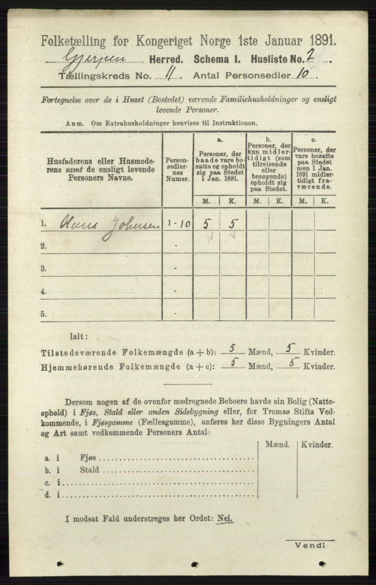 RA, 1891 census for 0812 Gjerpen, 1891, p. 6501