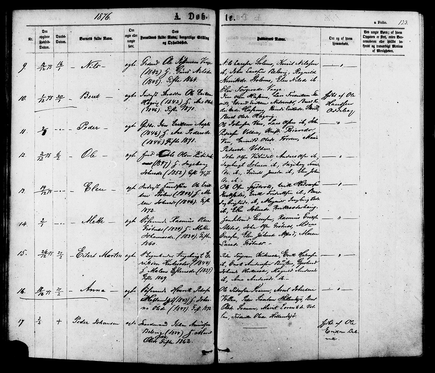 Ministerialprotokoller, klokkerbøker og fødselsregistre - Sør-Trøndelag, SAT/A-1456/630/L0495: Parish register (official) no. 630A08, 1868-1878, p. 123