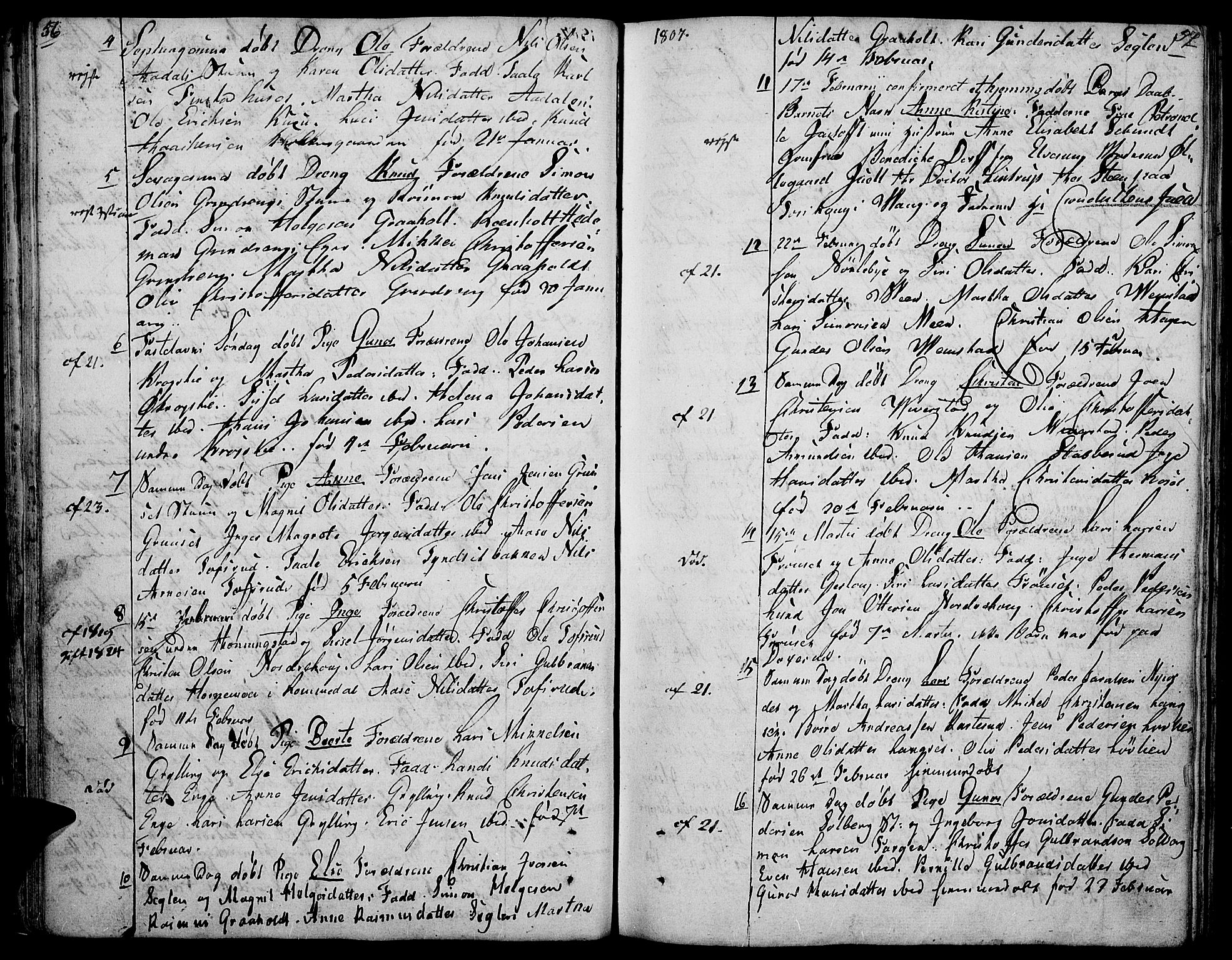 Løten prestekontor, SAH/PREST-022/K/Ka/L0004: Parish register (official) no. 4, 1801-1814, p. 56-57