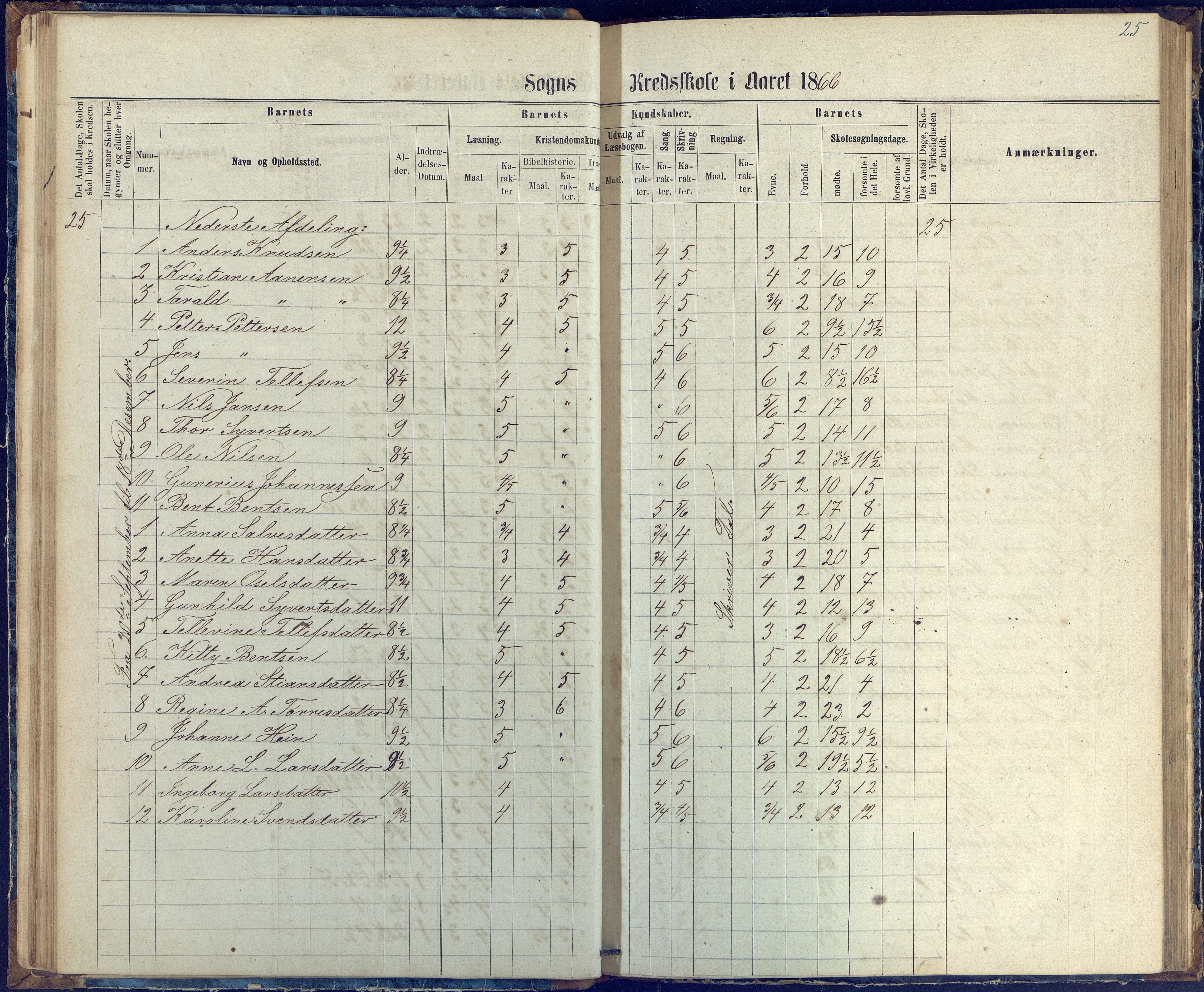 Øyestad kommune frem til 1979, AAKS/KA0920-PK/06/06G/L0002: Skoleprotokoll, 1863-1875, p. 25