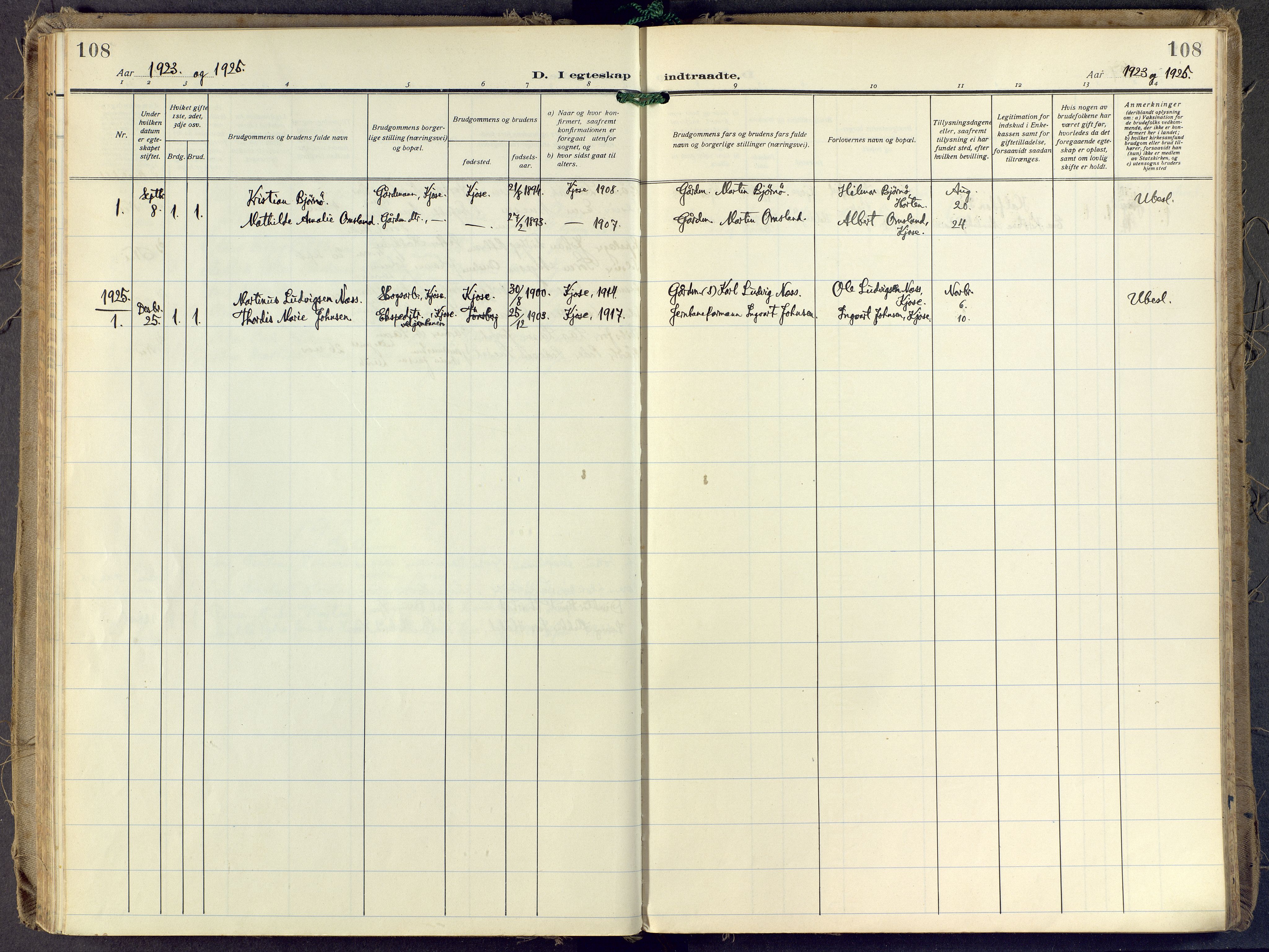 Brunlanes kirkebøker, AV/SAKO-A-342/F/Fd/L0002: Parish register (official) no. IV 2, 1918-1958, p. 108