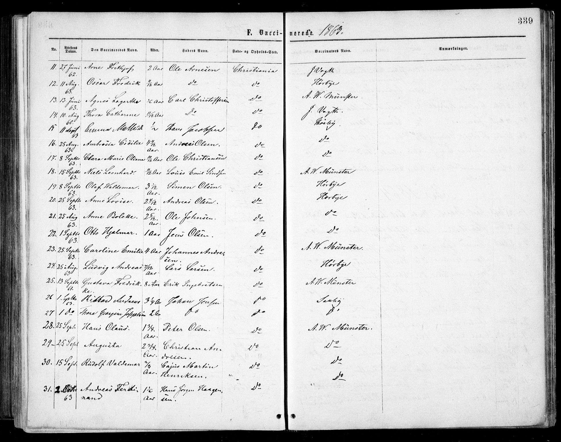 Grønland prestekontor Kirkebøker, AV/SAO-A-10848/F/Fa/L0002: Parish register (official) no. 2, 1862-1868, p. 339