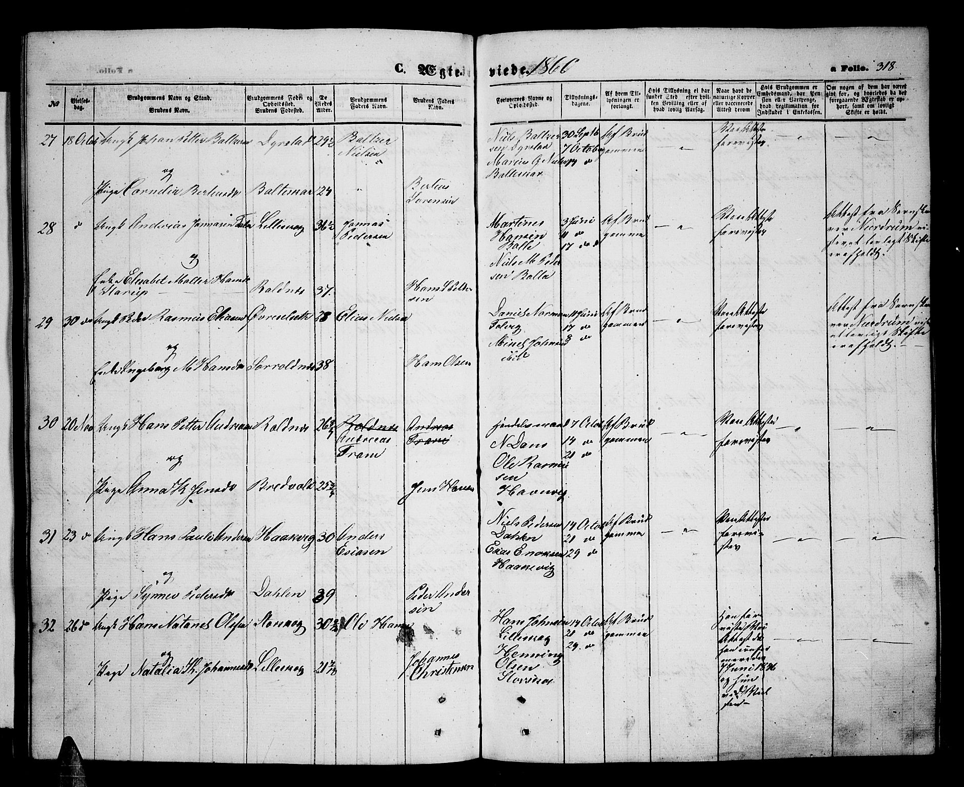Ibestad sokneprestembete, SATØ/S-0077/H/Ha/Hab/L0005klokker: Parish register (copy) no. 5, 1860-1871, p. 318