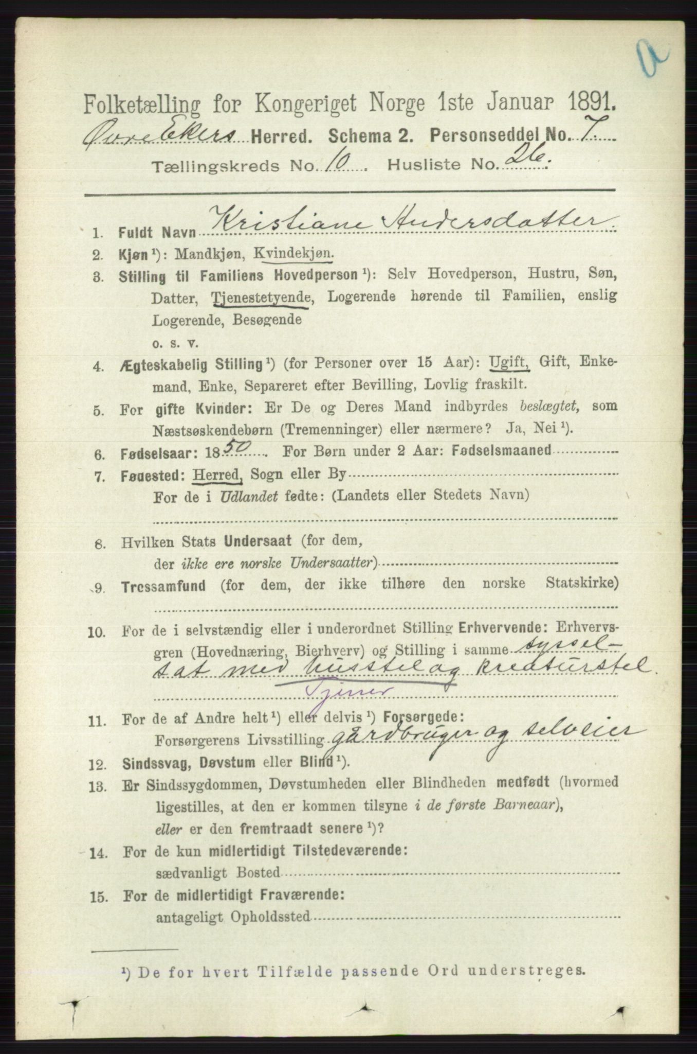 RA, 1891 census for 0624 Øvre Eiker, 1891, p. 4195