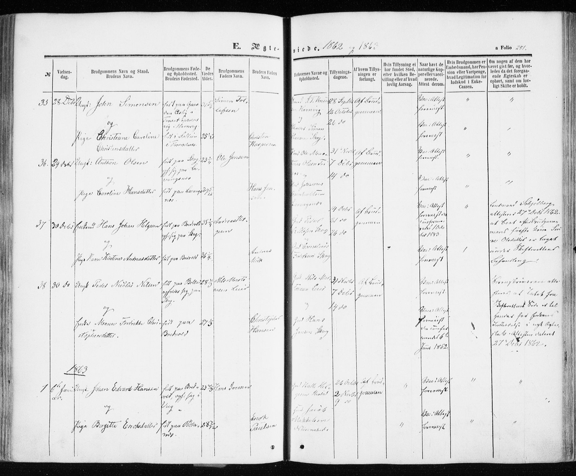 Ibestad sokneprestembete, SATØ/S-0077/H/Ha/Haa/L0009kirke: Parish register (official) no. 9, 1859-1868, p. 281