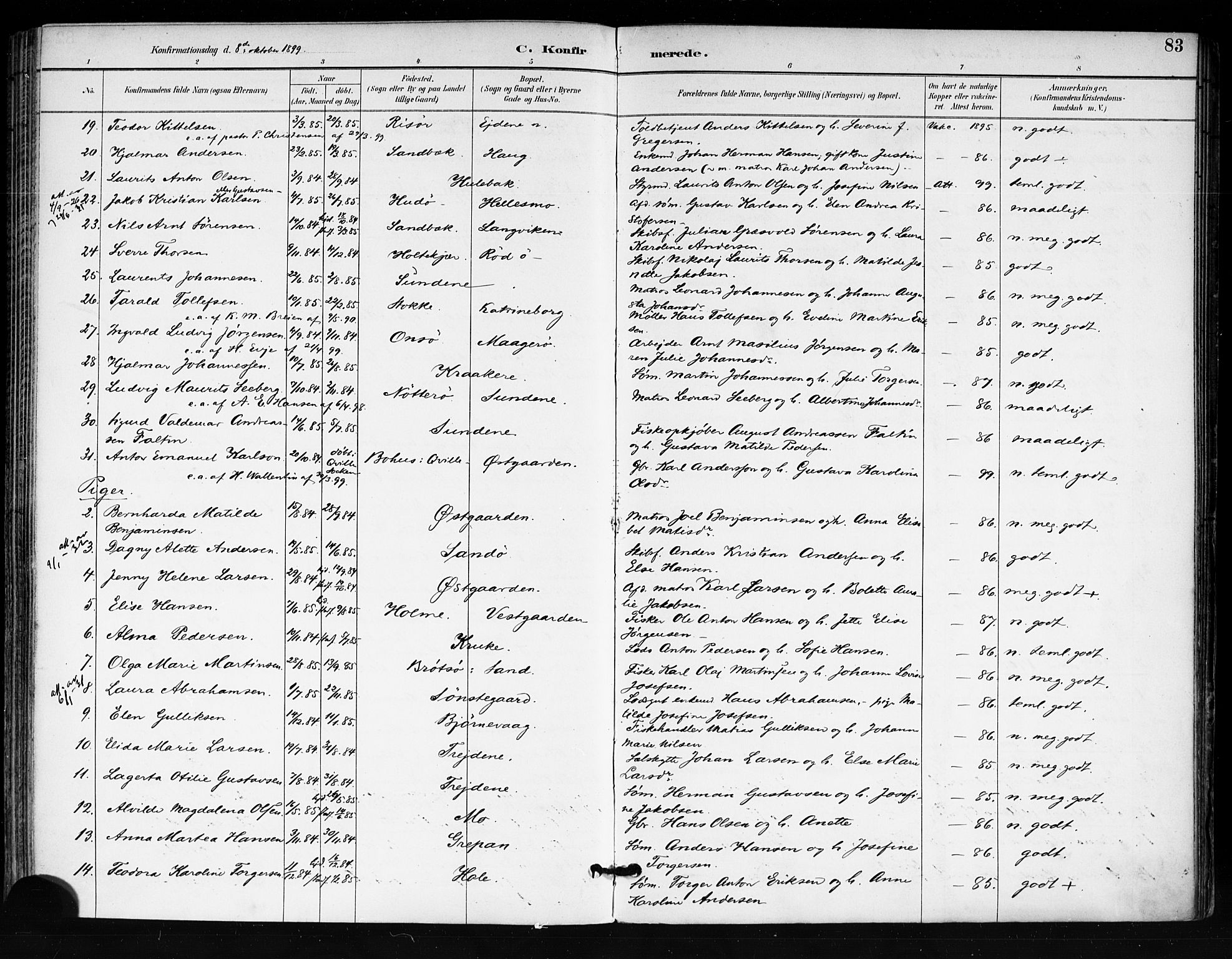 Tjøme kirkebøker, AV/SAKO-A-328/F/Fa/L0003: Parish register (official) no. I 3, 1891-1900, p. 83