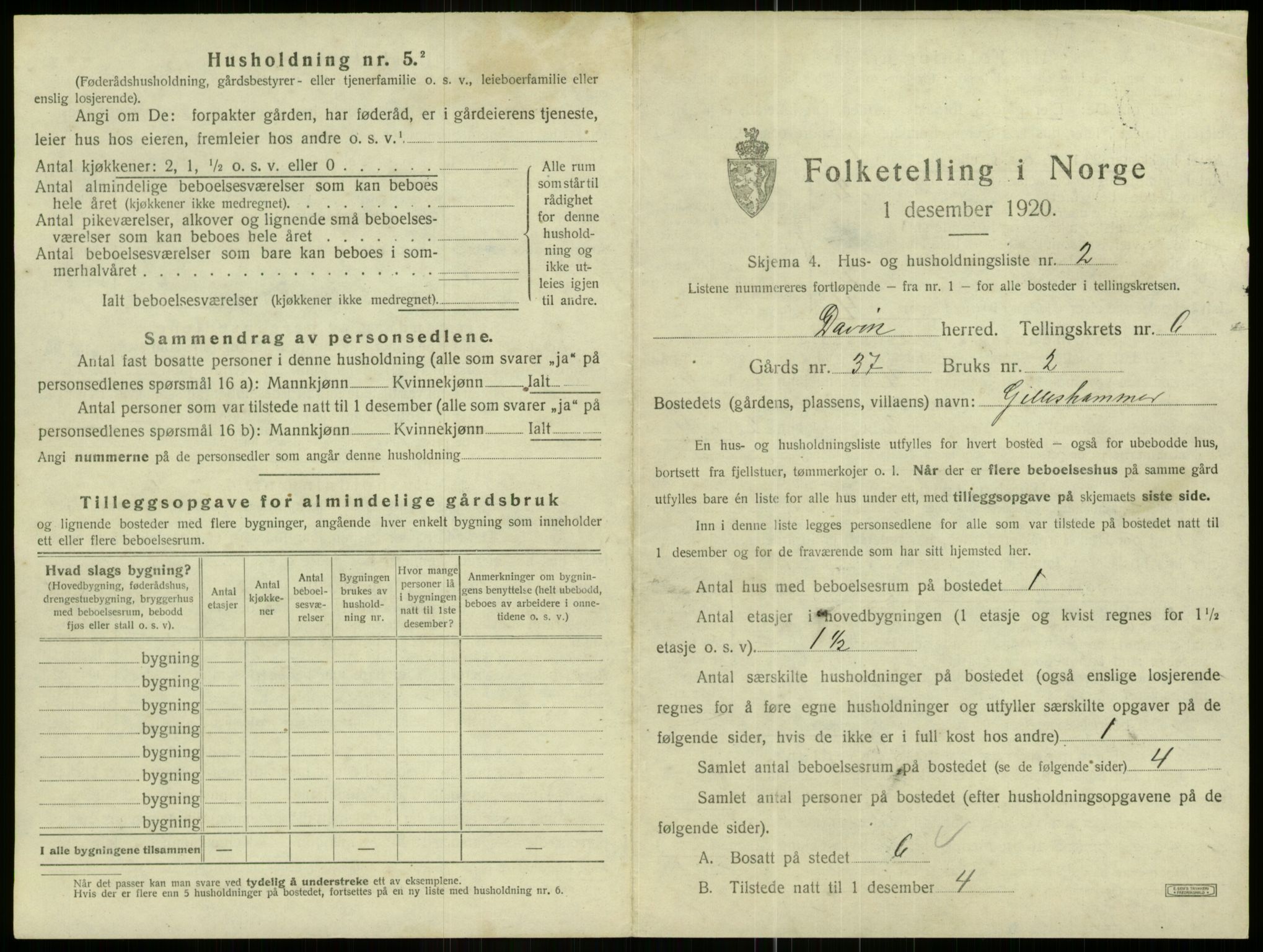 SAB, 1920 census for Davik, 1920, p. 411