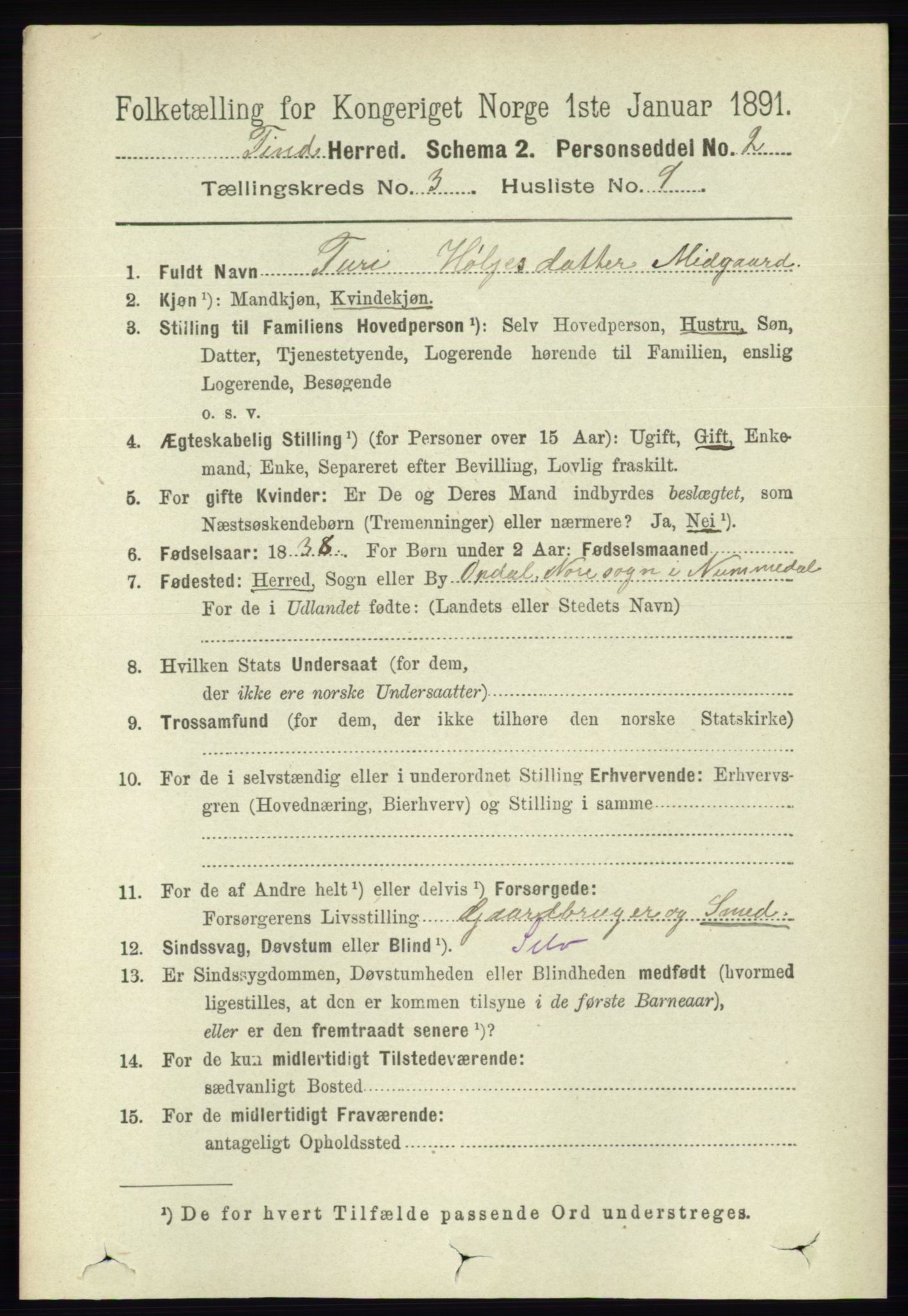 RA, 1891 census for 0826 Tinn, 1891, p. 550