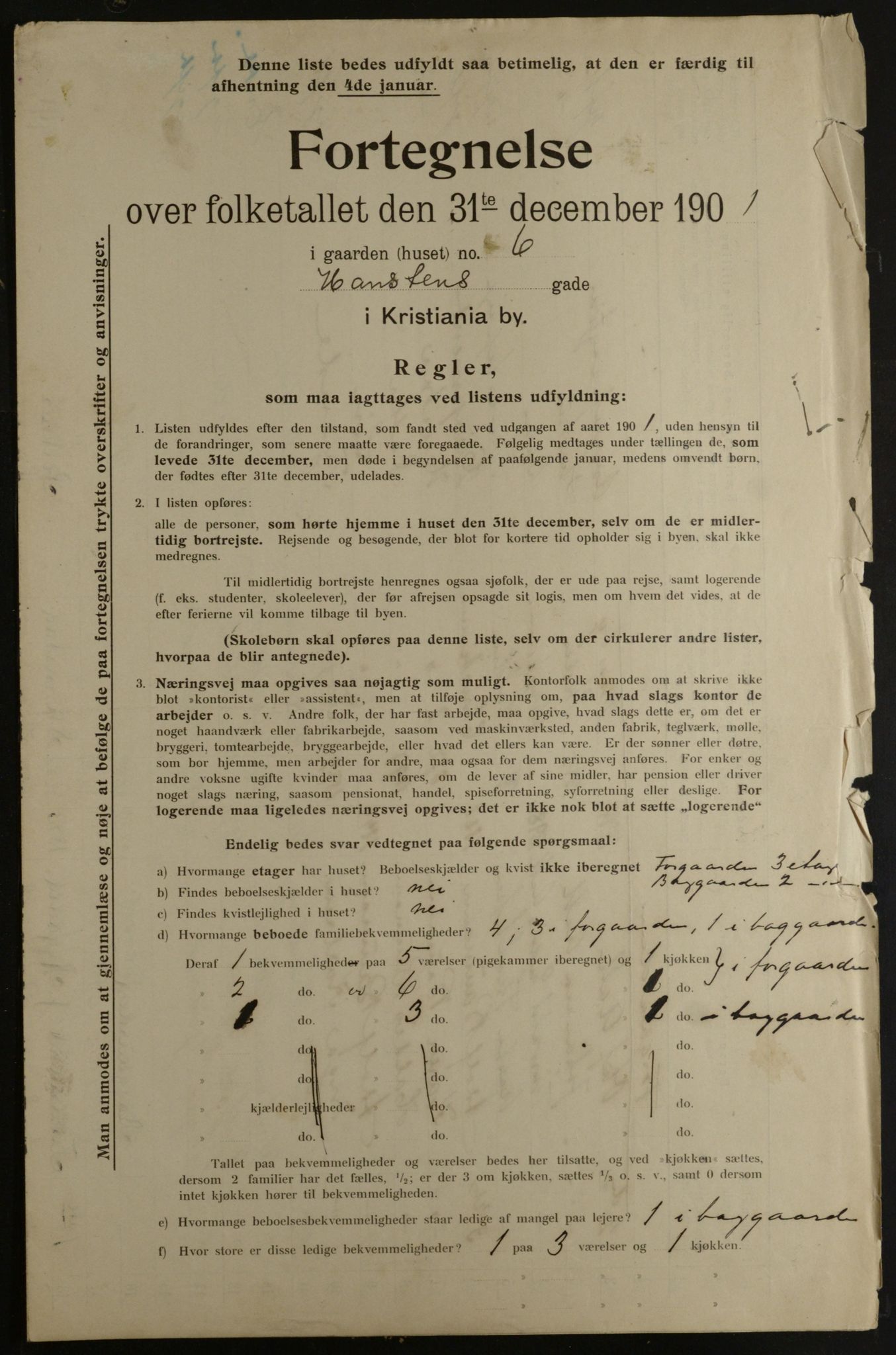 OBA, Municipal Census 1901 for Kristiania, 1901, p. 5617