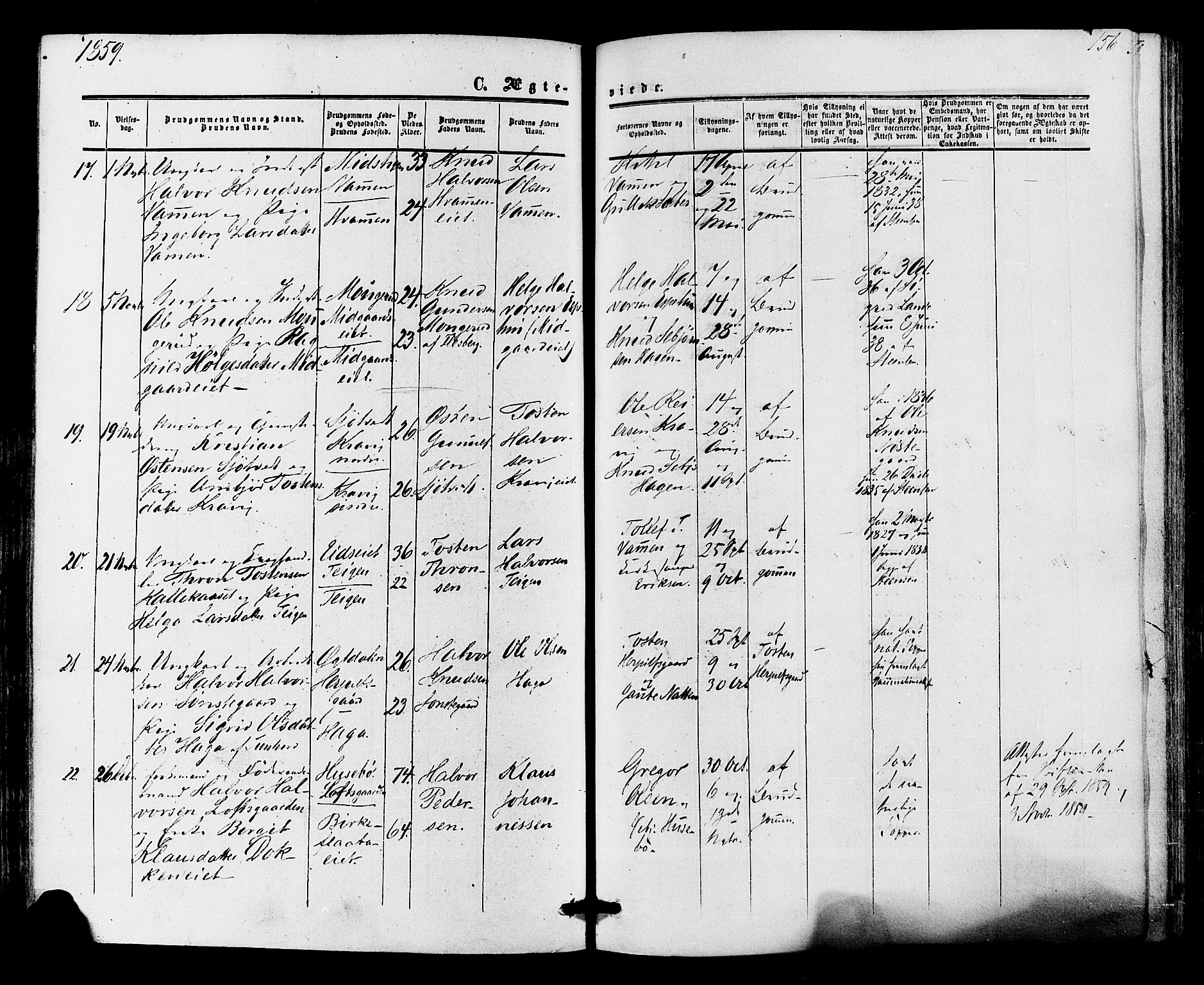 Nore kirkebøker, SAKO/A-238/F/Fa/L0003: Parish register (official) no. I 3, 1858-1866, p. 156
