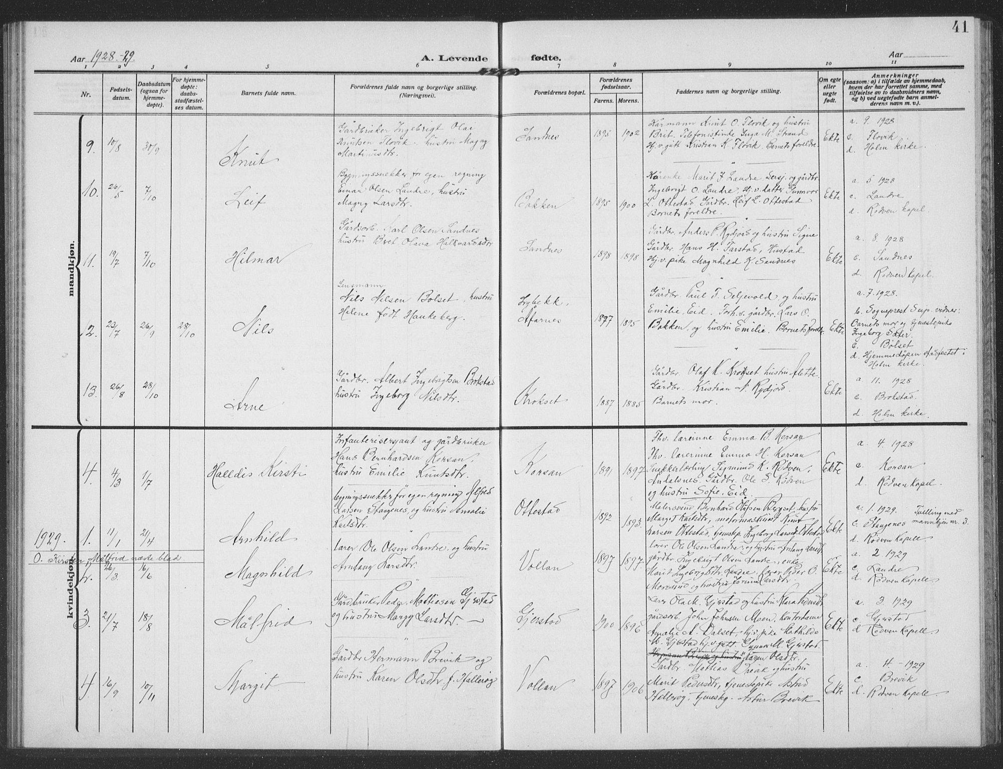 Ministerialprotokoller, klokkerbøker og fødselsregistre - Møre og Romsdal, SAT/A-1454/549/L0615: Parish register (copy) no. 549C01, 1905-1932, p. 41