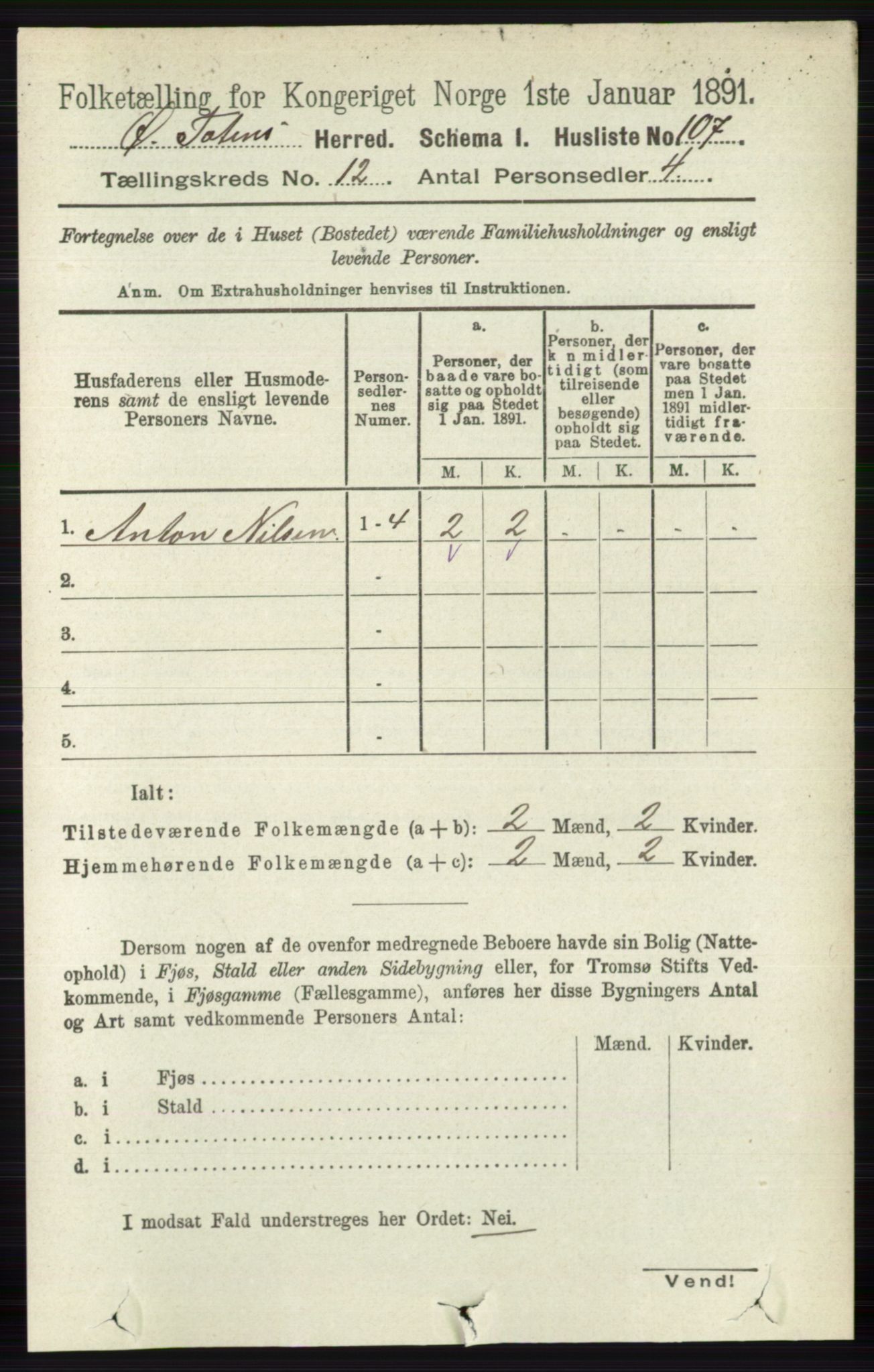 RA, 1891 census for 0528 Østre Toten, 1891, p. 7760