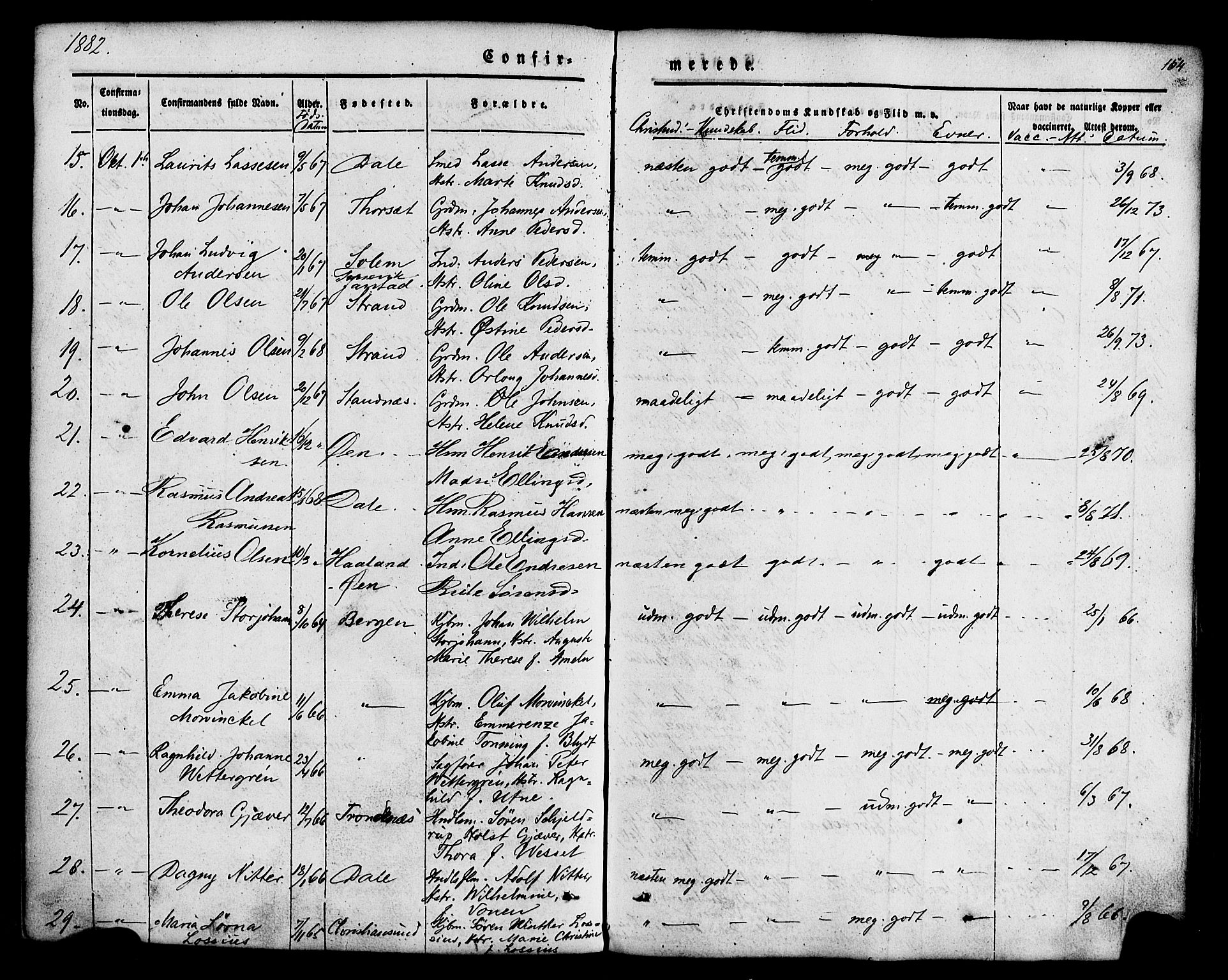 Fjaler sokneprestembete, AV/SAB-A-79801/H/Haa/Haaa/L0008: Parish register (official) no. A 8, 1850-1886, p. 154