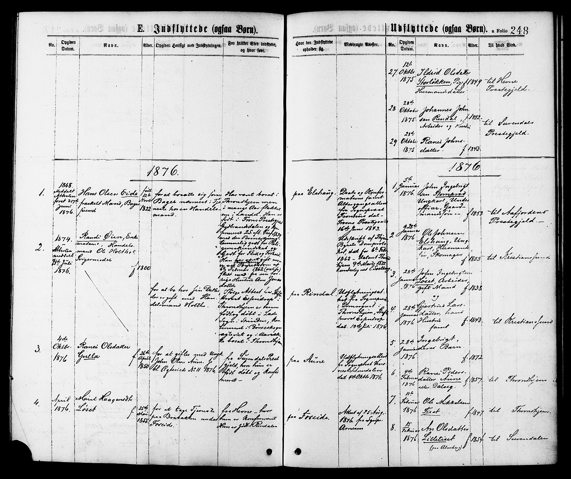 Ministerialprotokoller, klokkerbøker og fødselsregistre - Møre og Romsdal, AV/SAT-A-1454/598/L1068: Parish register (official) no. 598A02, 1872-1881, p. 248