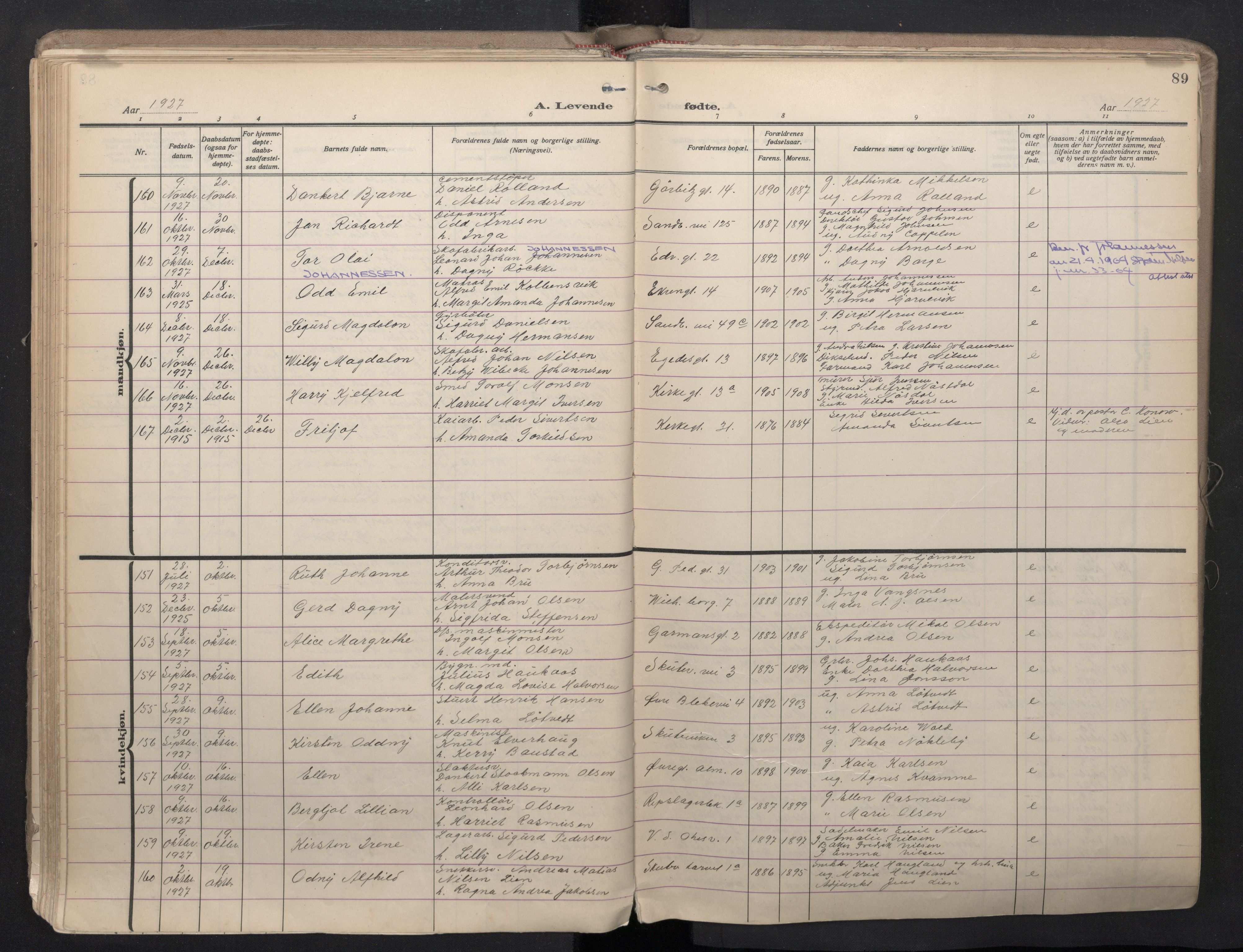 Sandviken Sokneprestembete, SAB/A-77601/H/Ha/L0008: Parish register (official) no. B 5, 1924-1944, p. 89