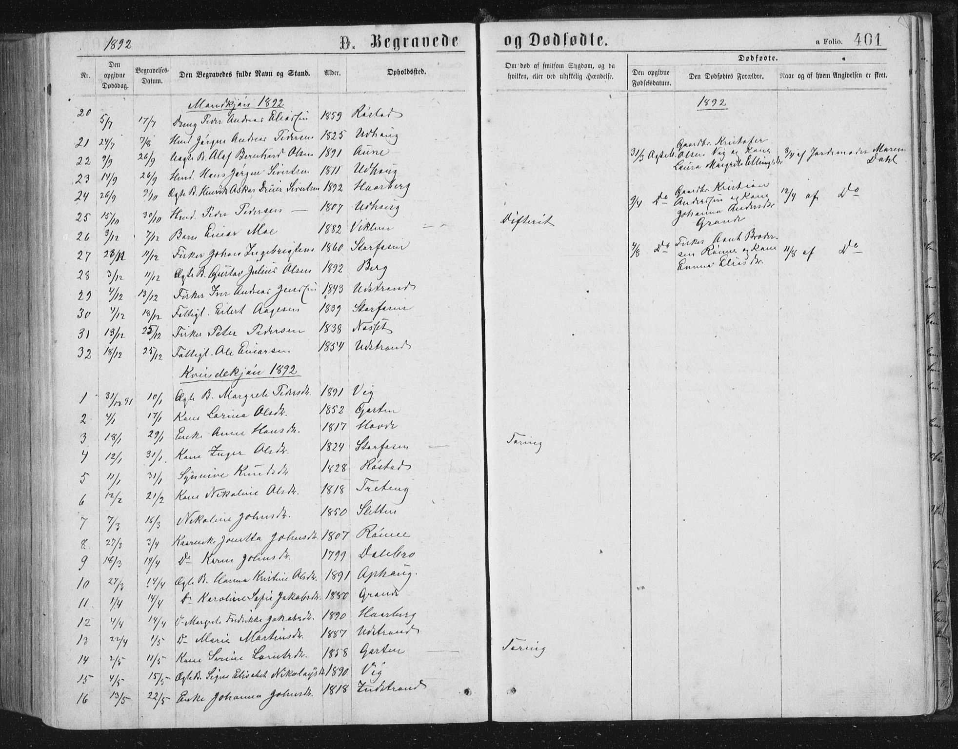 Ministerialprotokoller, klokkerbøker og fødselsregistre - Sør-Trøndelag, SAT/A-1456/659/L0745: Parish register (copy) no. 659C02, 1869-1892, p. 401